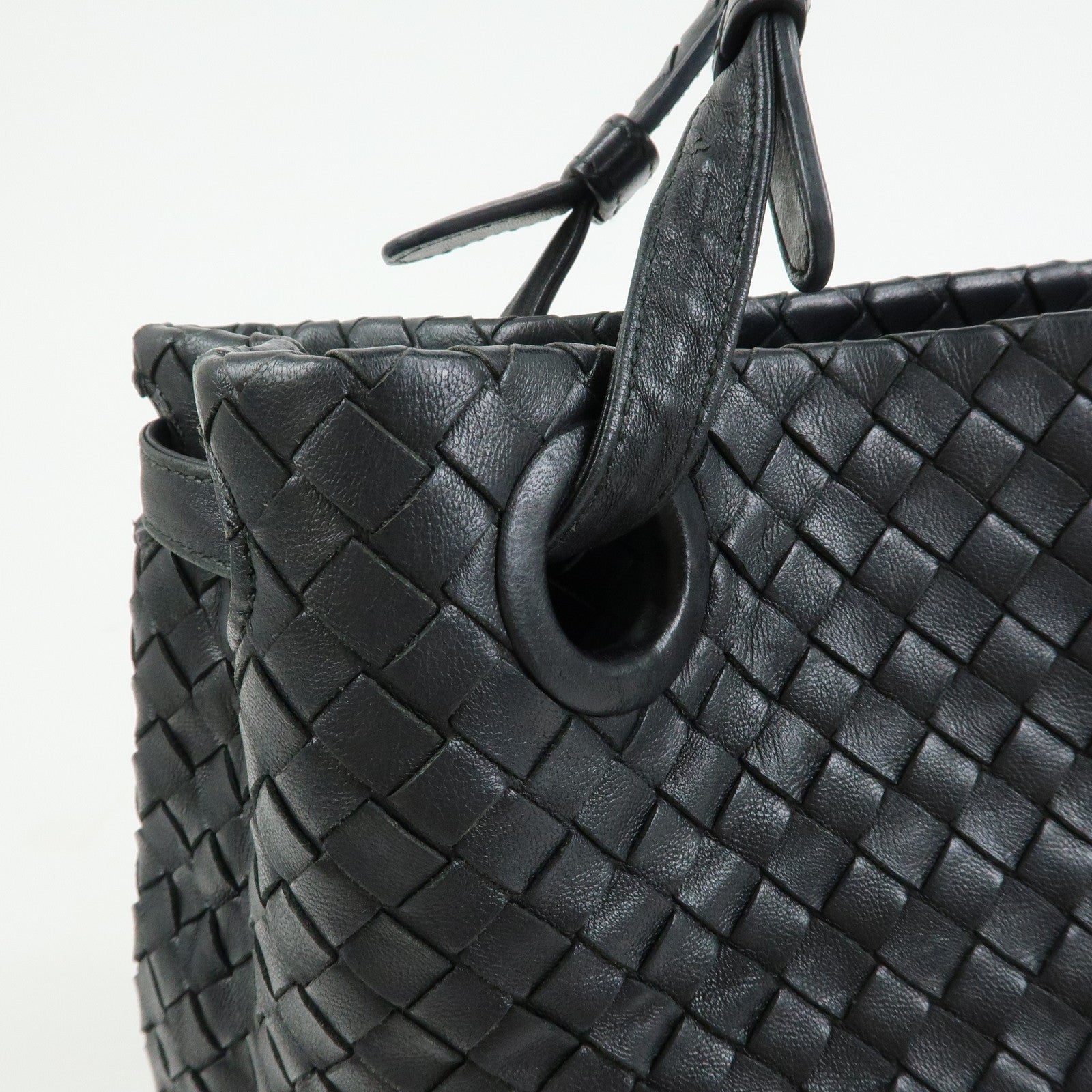 BOTTEGA VENETA Intrecciato Leather Garda Hand Bag Black 179320