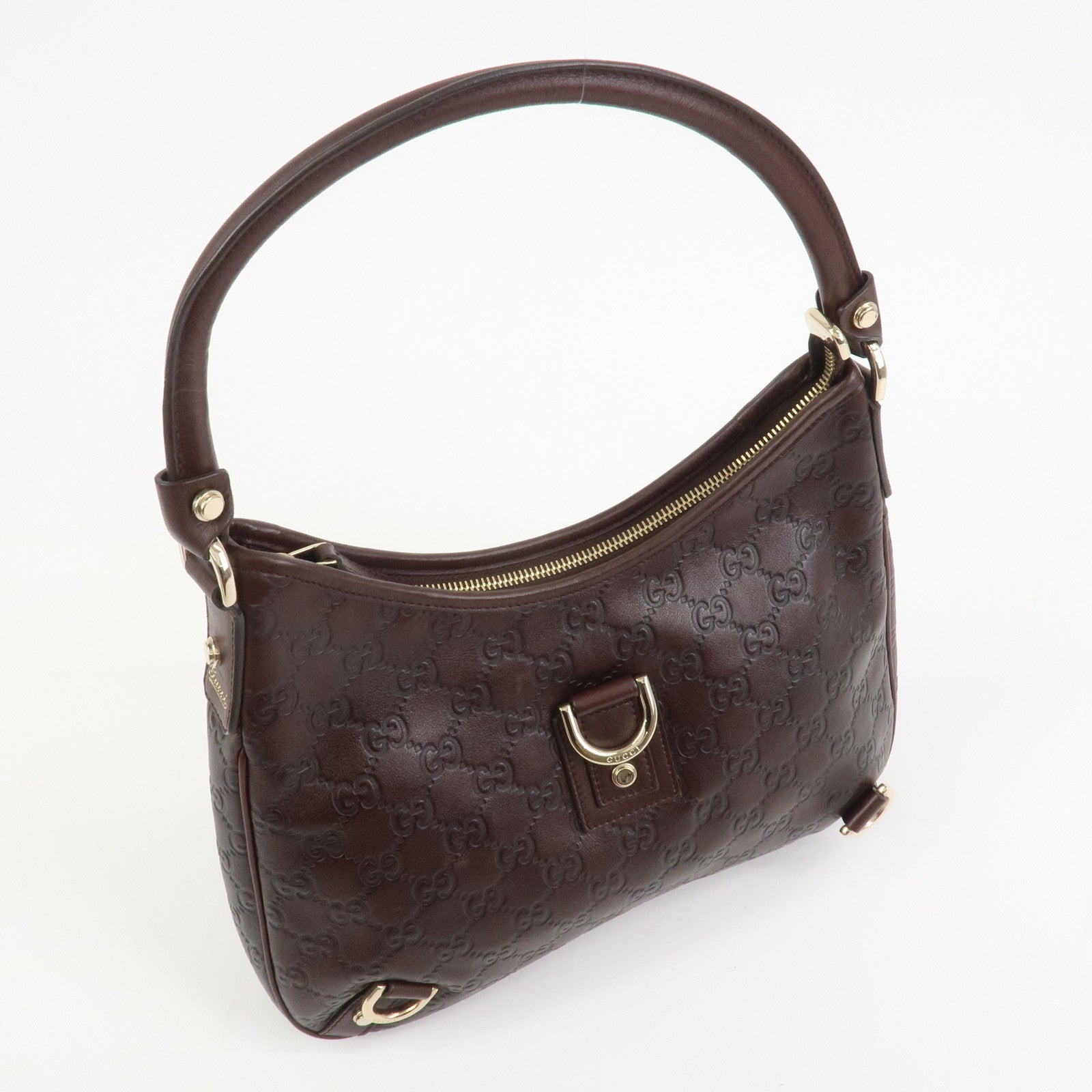 GUCCI Abbey Guccissima Leather Shoulder Bag Dark Brown 130738