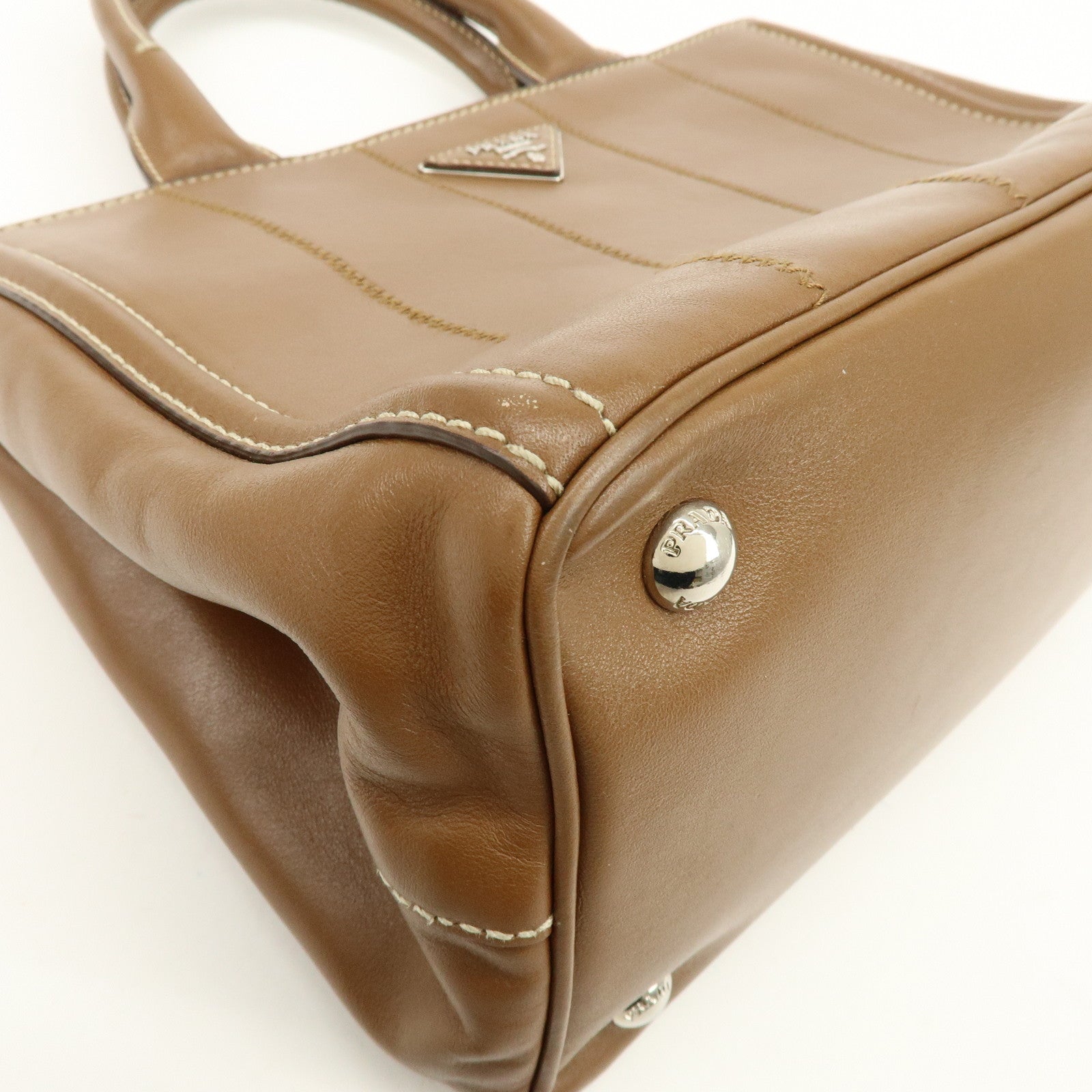 PRADA Canapa Triangle Logo 2Way Bag Shoulder Hand Bag Brown 1BG900
