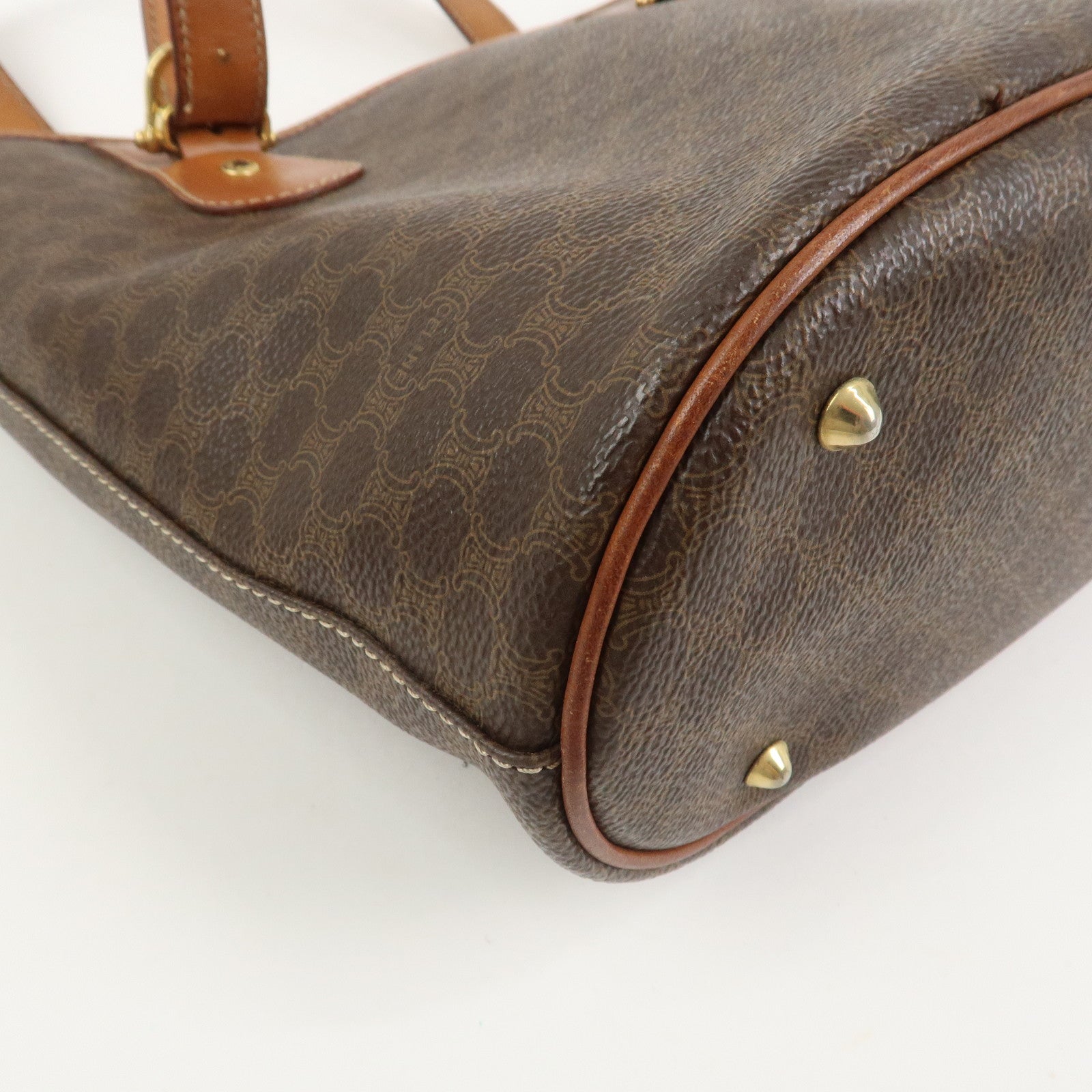 CELINE Macadam PVC Leather Tote Bag Hand Bag Brown