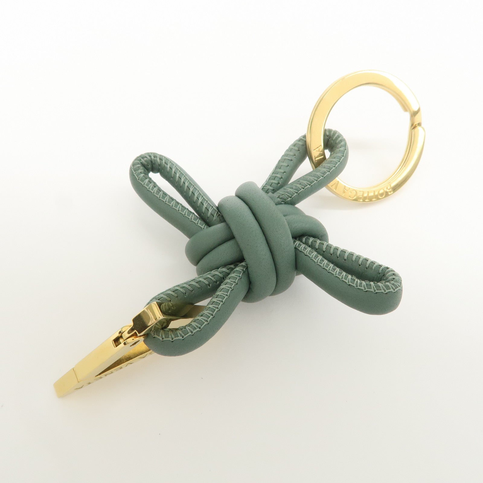 BOTTEGA VENETA Metal Leather Bag Charm Key Charm Green
