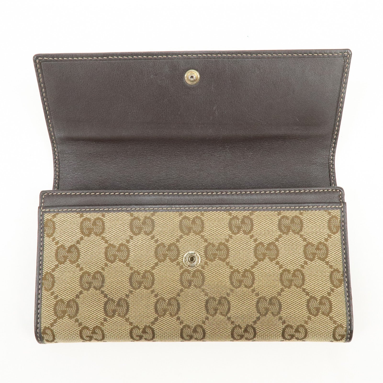 GUCCI Lovely Heart GG Canvas Leather Long Wallet Brown 251861
