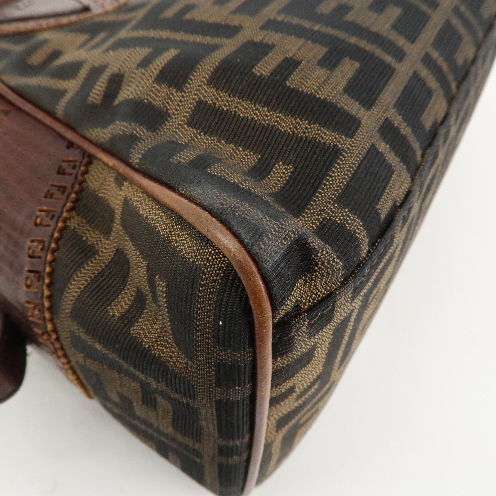 FENDI Ethnico Zucca Canvas Leather Tote Bag Shoulder Bag 8BN157