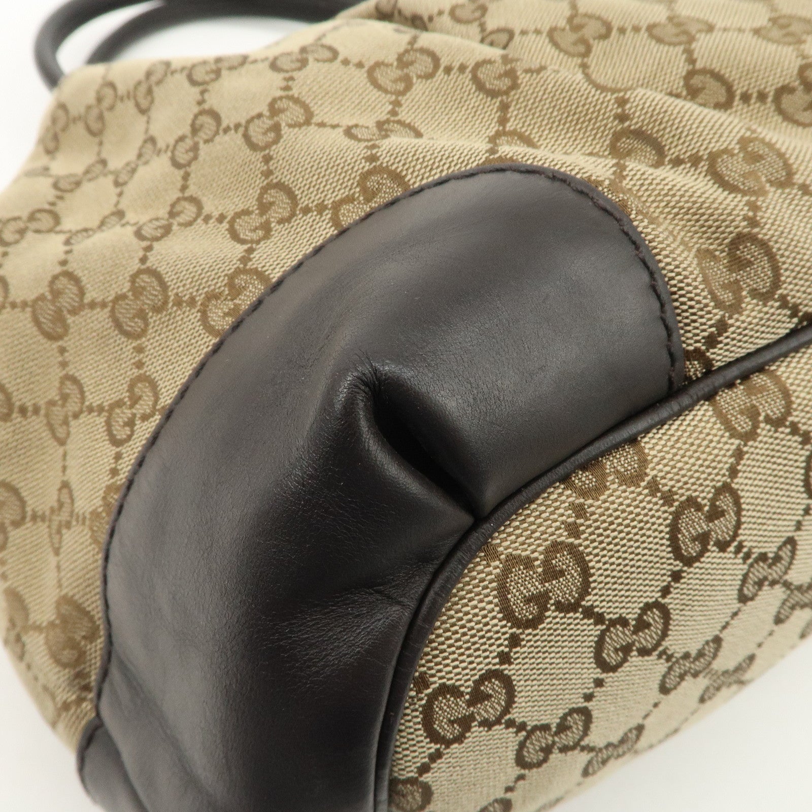 GUCCI Sukey GG Canvas Leather 2Way Tote Bag Beige Dark Brown 285730 Used