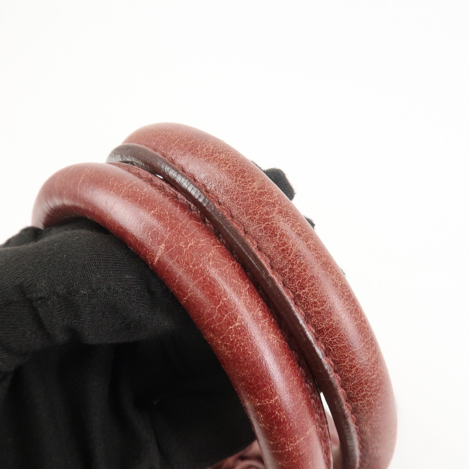 MIU MIU Logo Leather 2Way Bag Hand Bag Shoulder Bag Bordeaux