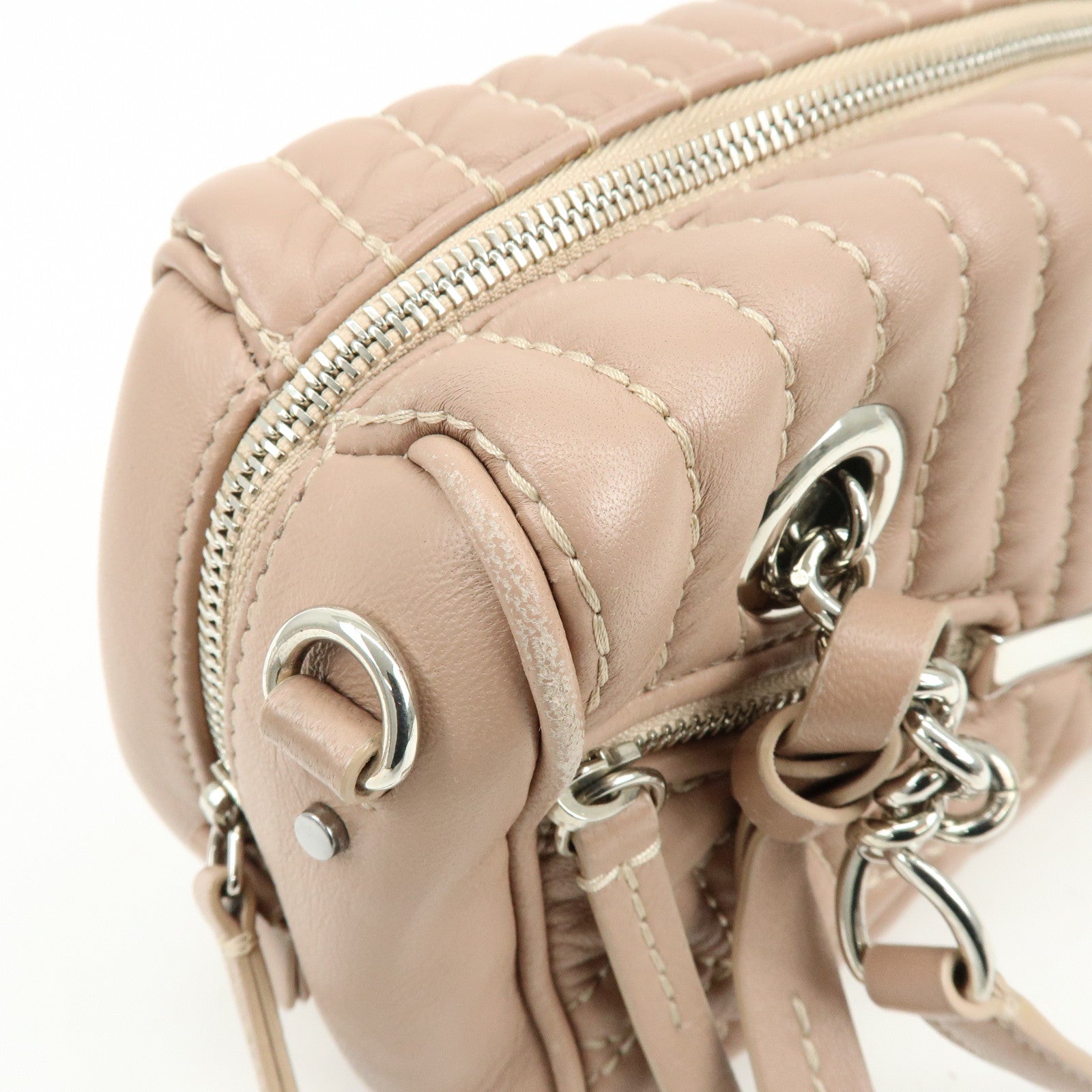 JIMMY CHOO Helia Quilting Leather Chain 2Way Bag Hand Bag Pink