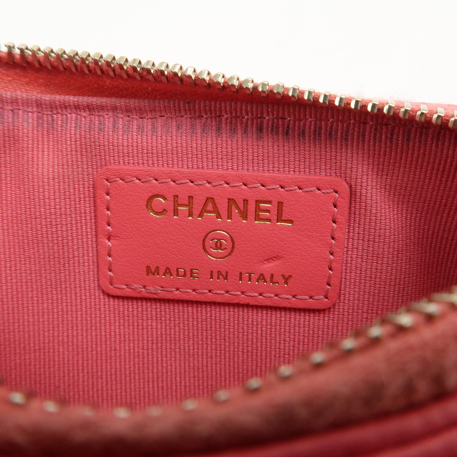 CHANEL Matelasse Caviarskin Card Case Coin Case Pink AP2570 Used