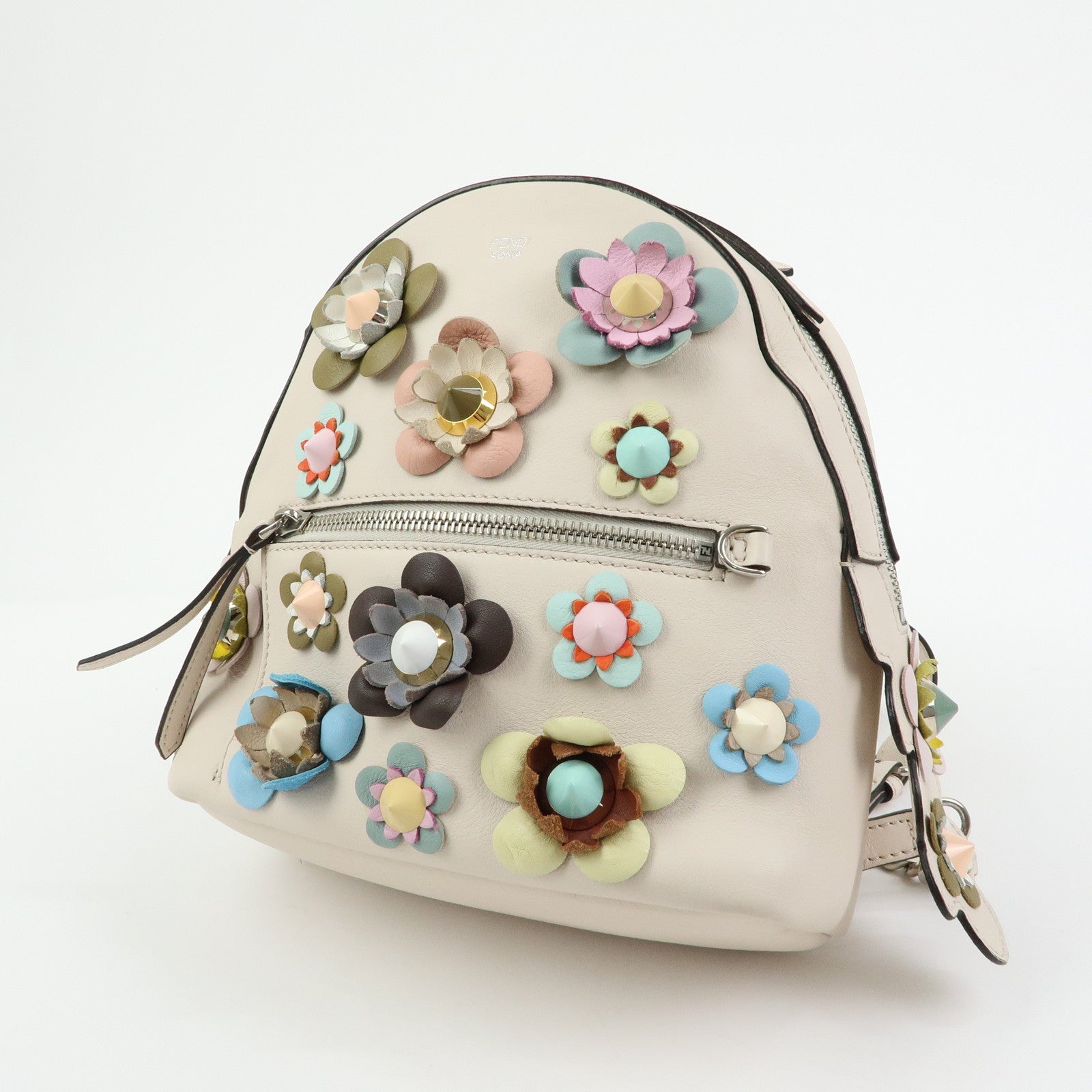 FENDI By The Way Calf Leather Flower Motif Backpack Studs 8BZ038