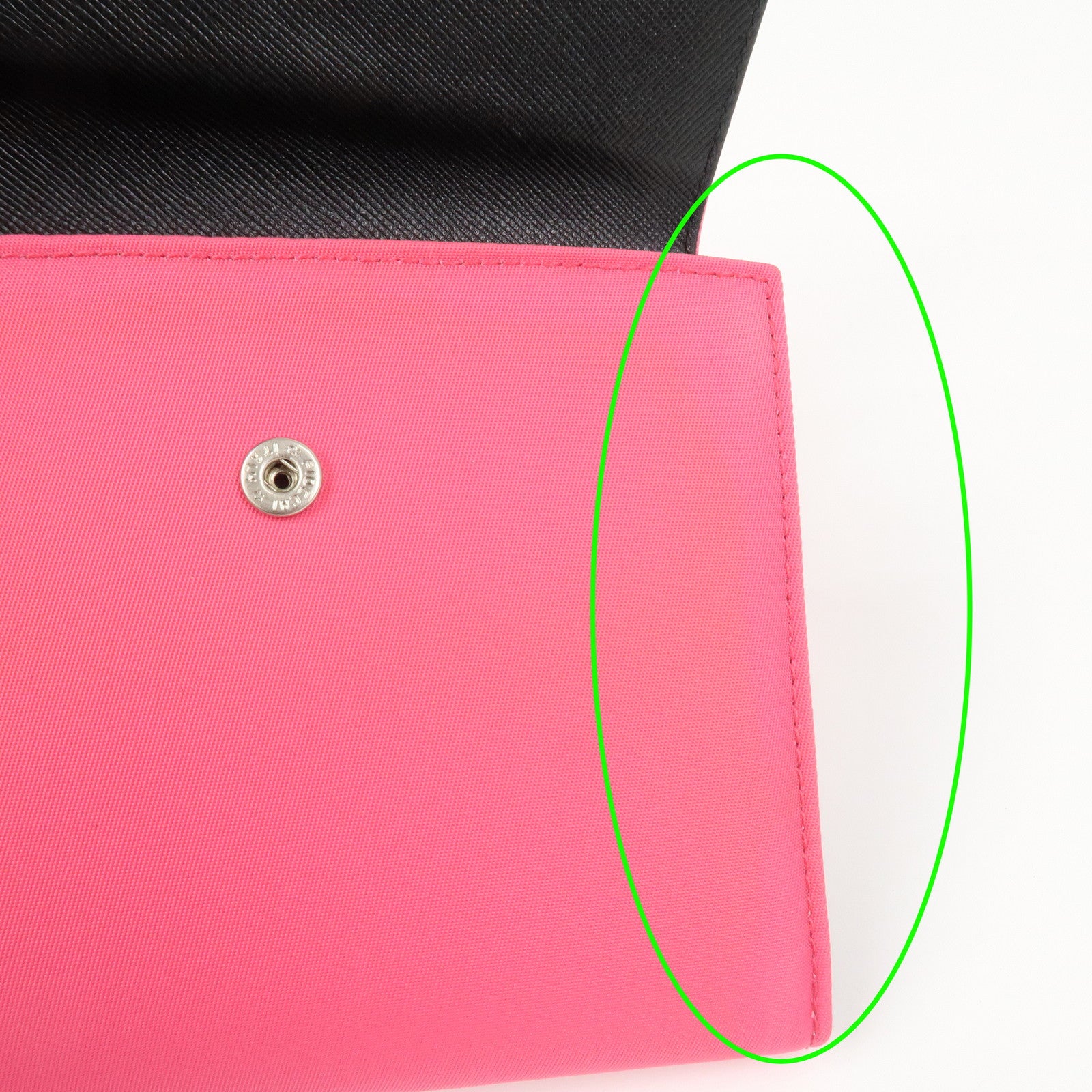 PRADA Triangle Logo Tessuto Nylon Mini Compact Wallet Neon Pink
