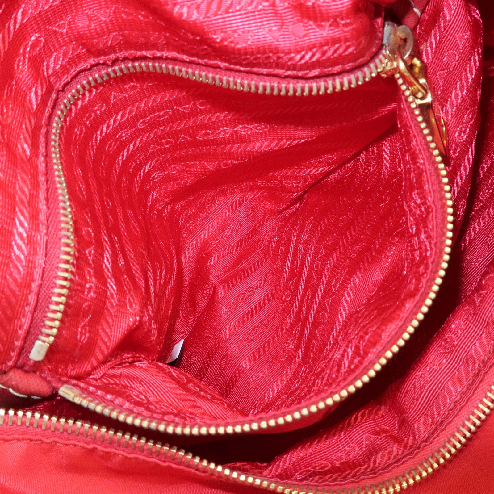 PRADA Triangle Logo Nylon Leather 2Way Shoulder Bag Hand Bag Red Used