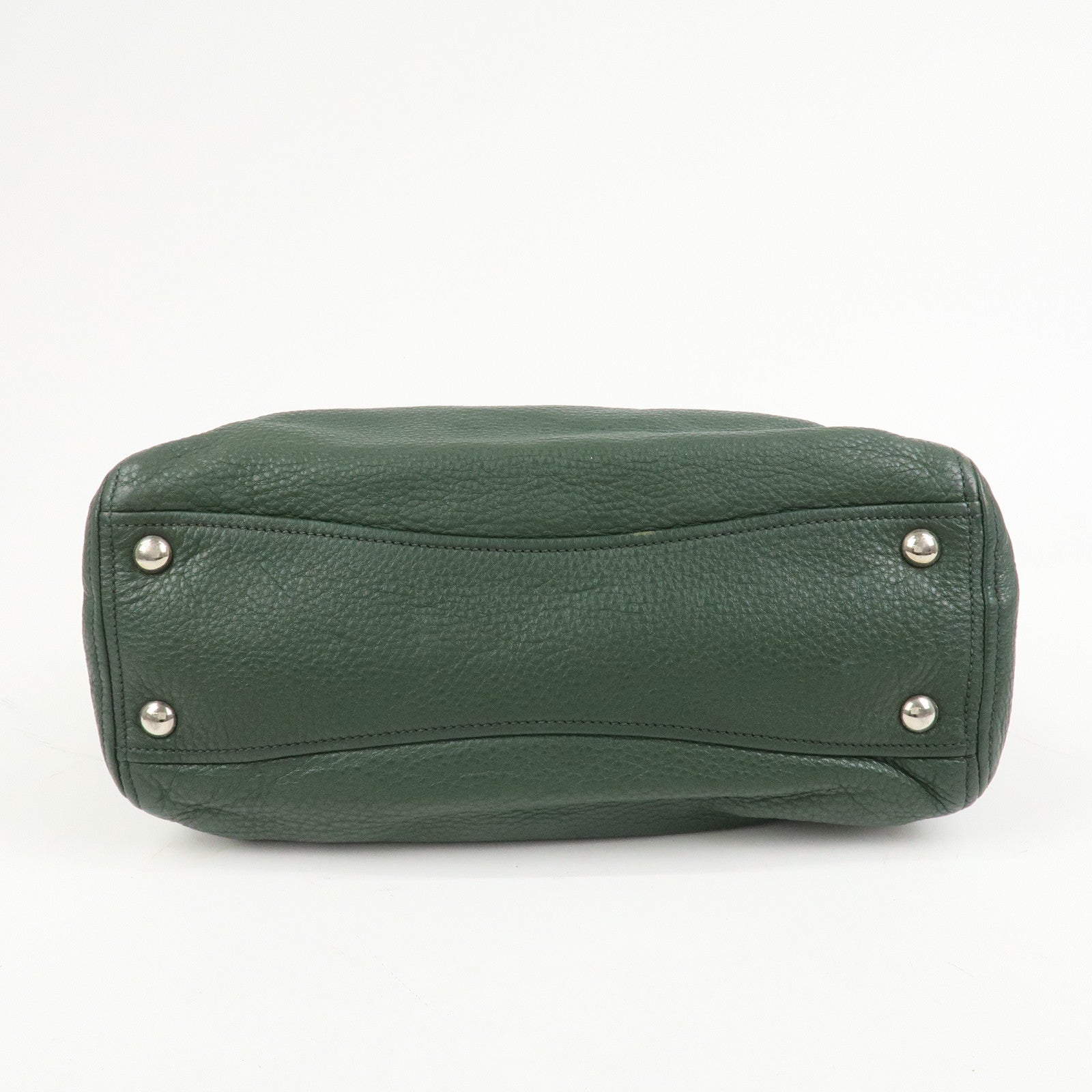MIU MIU Logo Leather 2Way Bag Hand Bag Shoulder Bag Moss Green