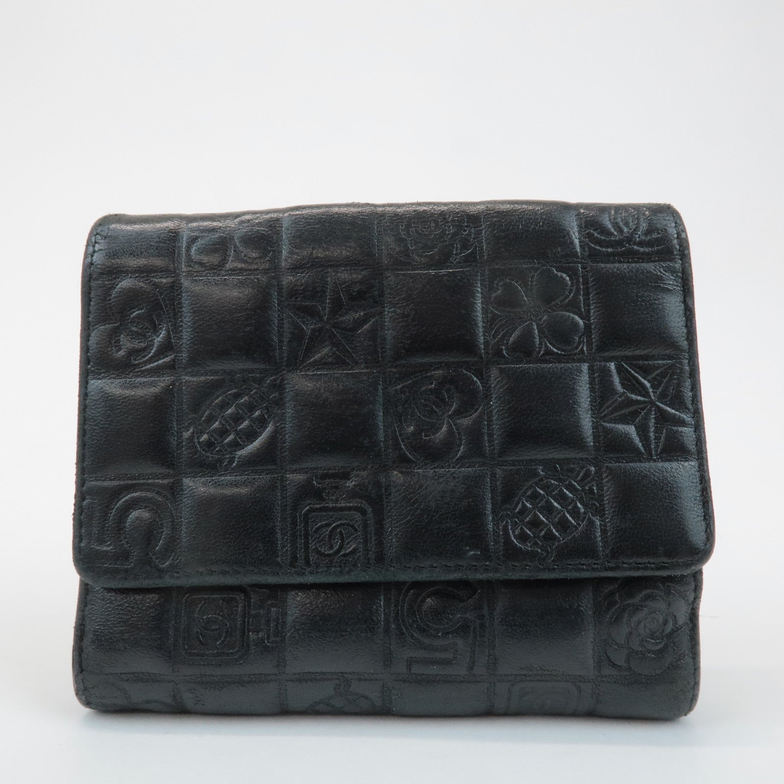 CHANEL COCO Mark Double Hook Compact Wallet Black 9837165 Used