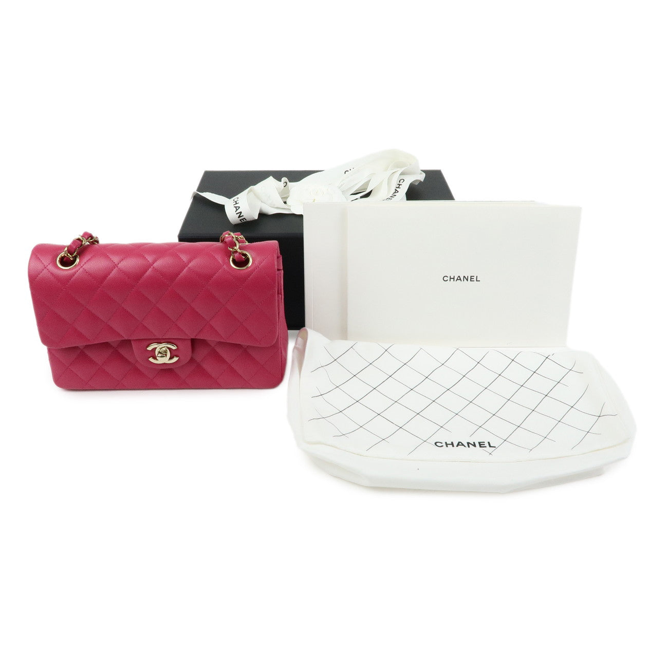 CHANEL Matelasse23 Double Flap Caviarskin Chain Shoulder Bag A01113