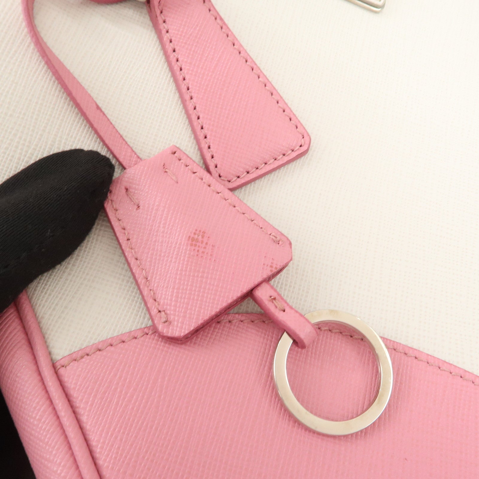 PRADA CITY CALF Triangle Logo Saffiano Leather 2Way Bag Pink B2863K