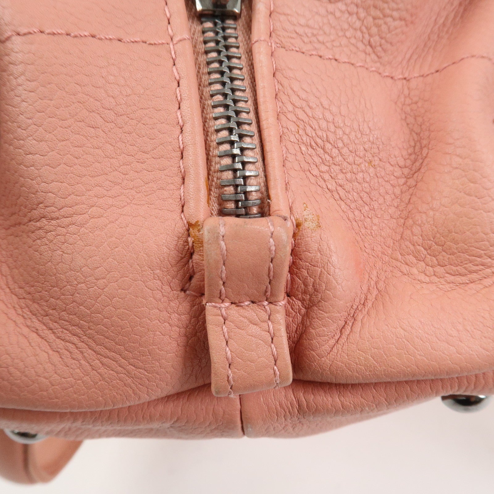 CHANEL Chocolate Bar Calf Leather Boston Bag Hand Bag Pink