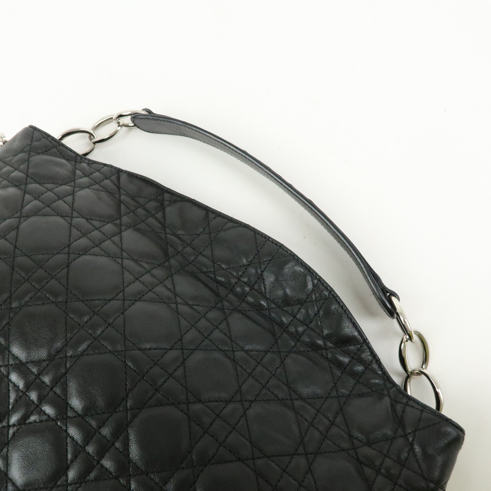 Christian Dior Cannage Lambskin Shoulder Bag Hand Bag Black