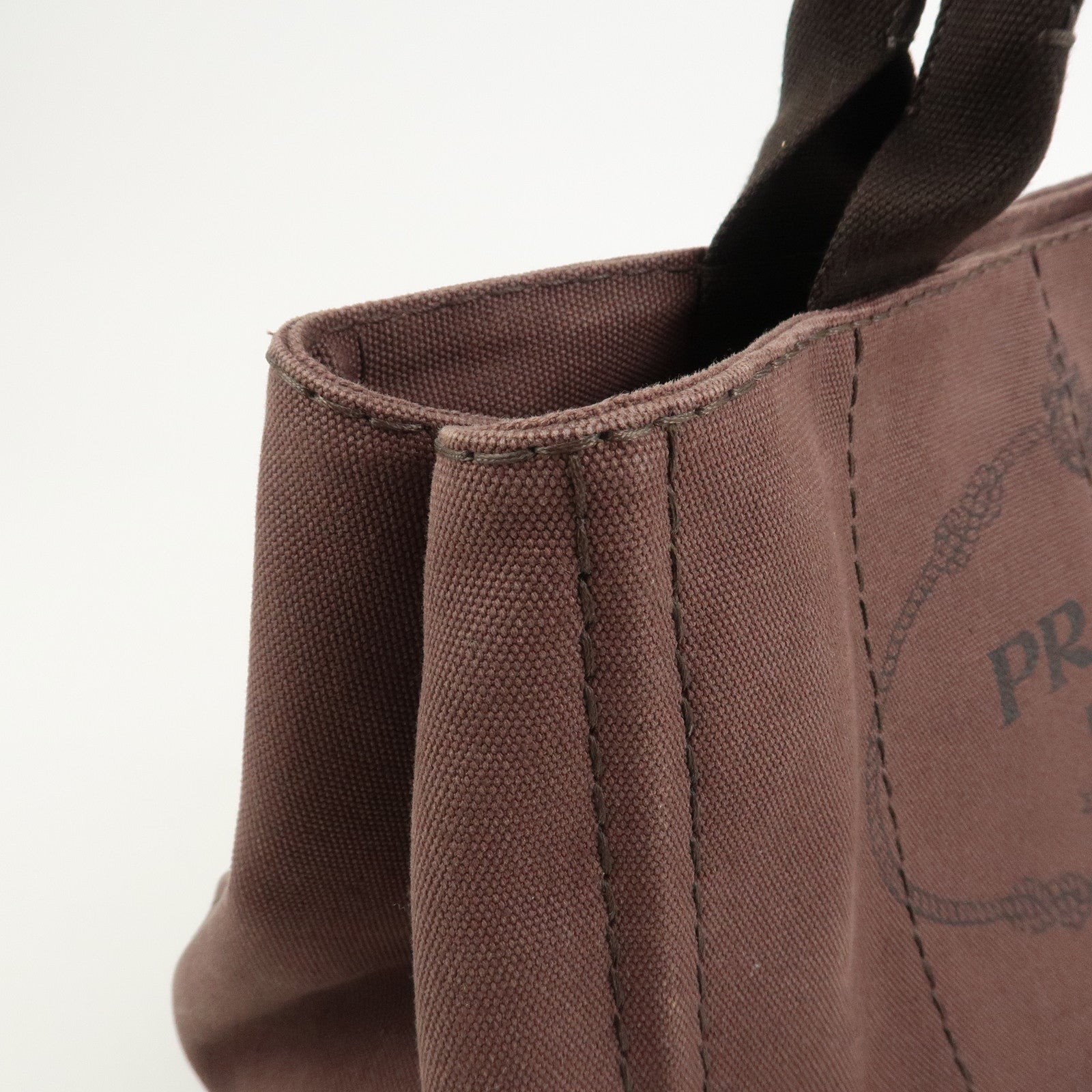 PRADA Logo Canapa 2Way Tote Bag Hand Bag Brown BN2642