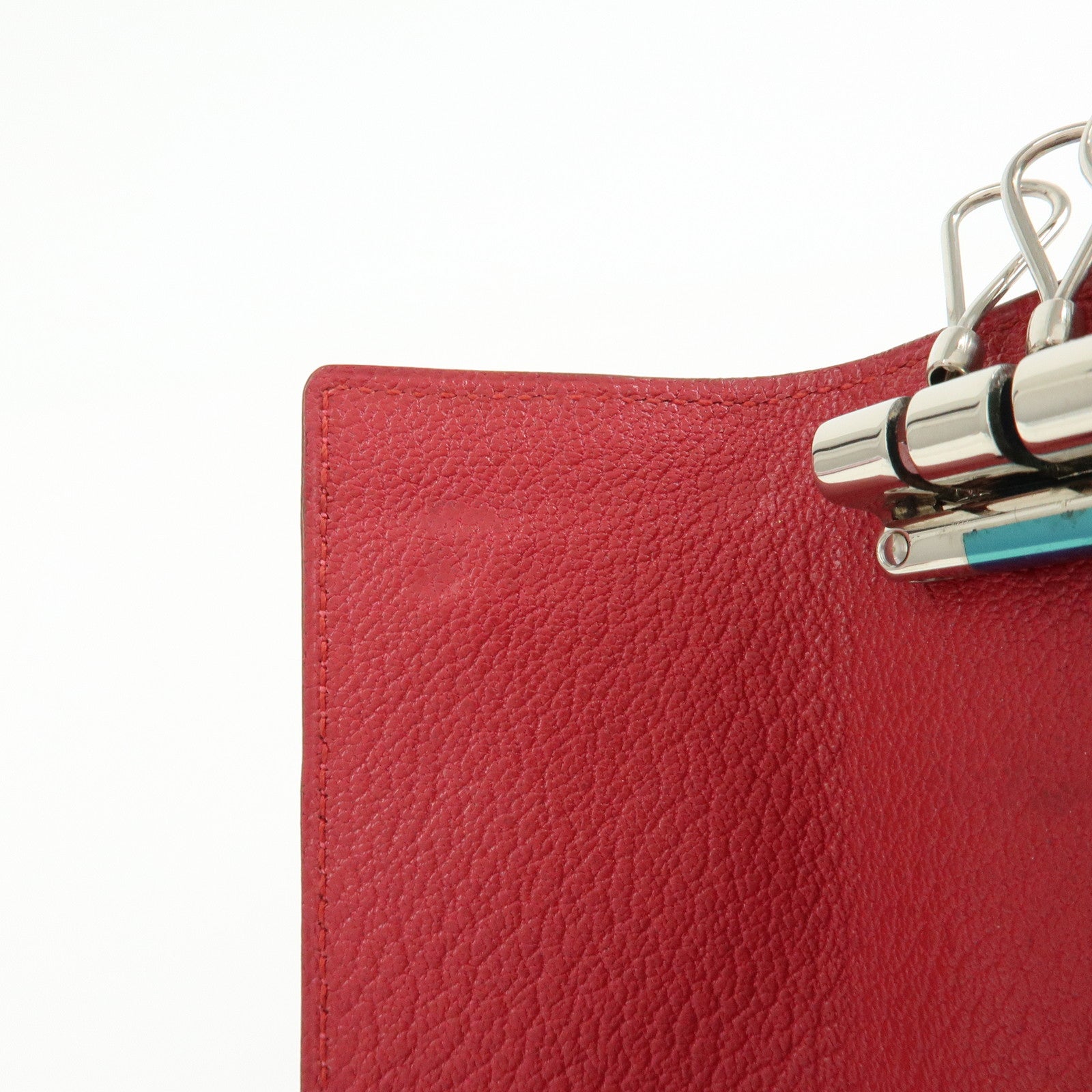 HERMES Sellier Etui Cles 4 Chevre Leather Key Case Key Holder Pink