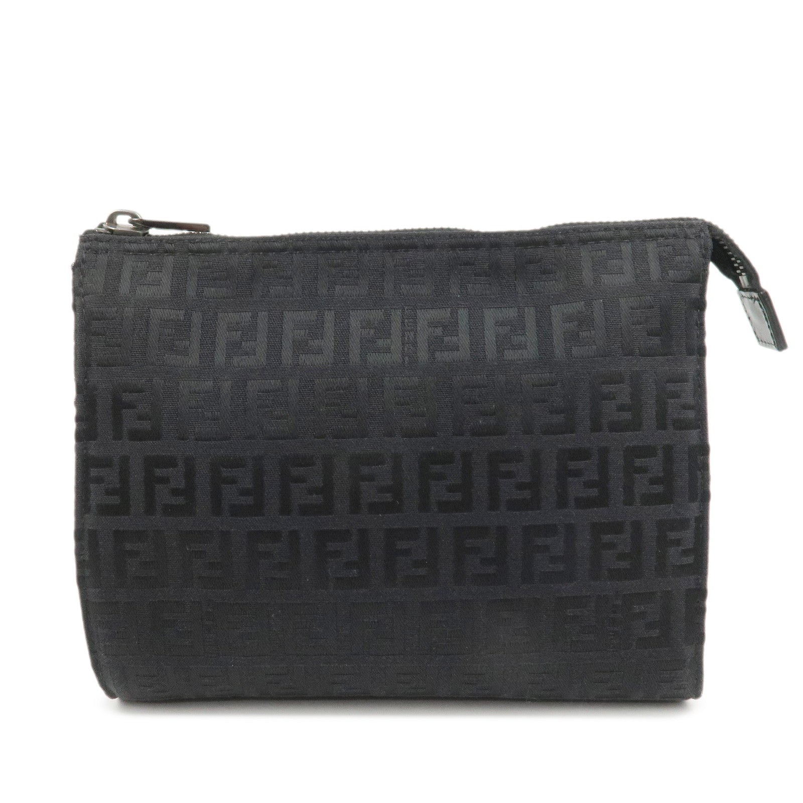 FENDI Zucchino Logo Canvas Cosmetic Pouch Black 7N0007