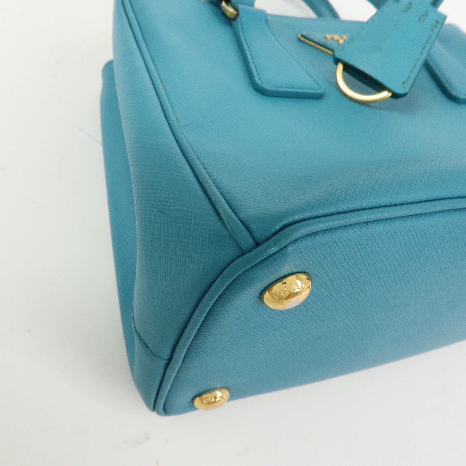 PRADA Galleria Saffiano Lux Leather 2Way Bag Hand Bag Blue BN2402