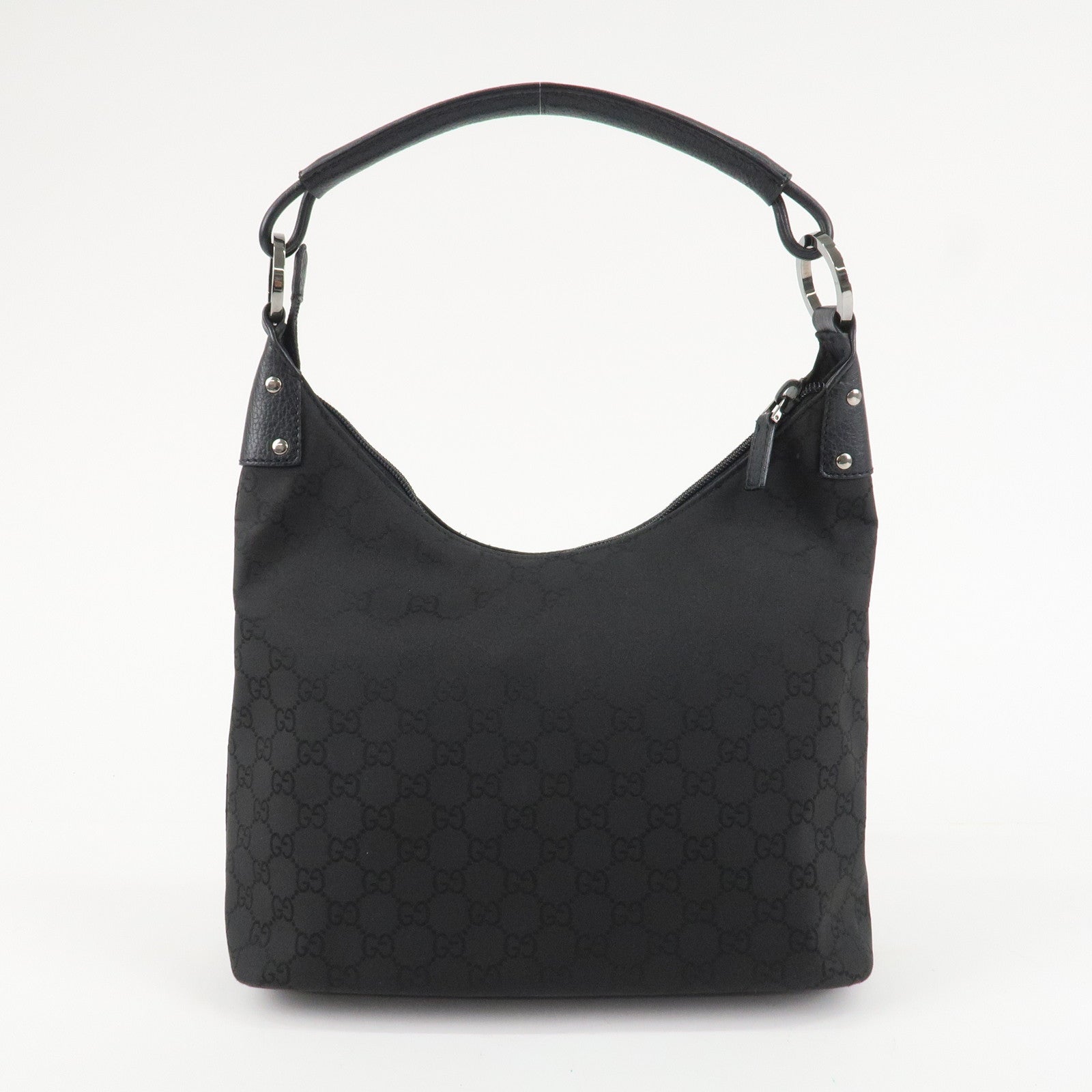 GUCCI GG Nylon Leather Shoulder Bag Hand Bag Black 179776 Used