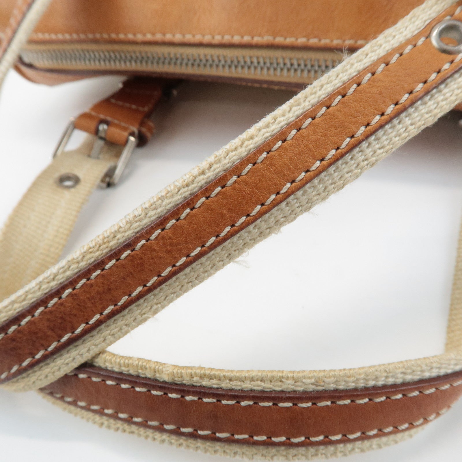 Christian Dior Trotter Canvas Leather Mini Boston Bag White Brown