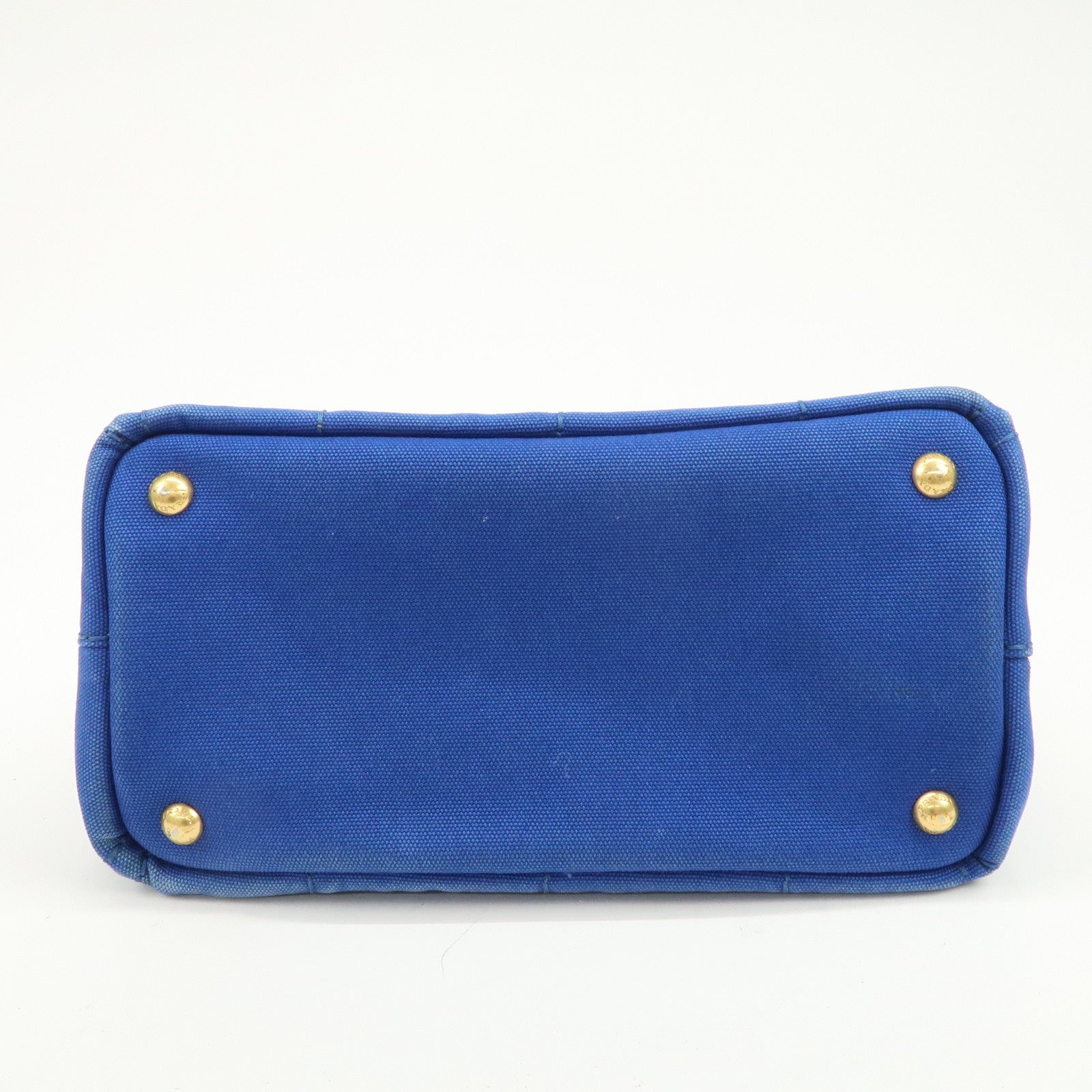 PRADA Logo Canapa Mini Canvas Hand Bag Tote Bag Blue BN2439