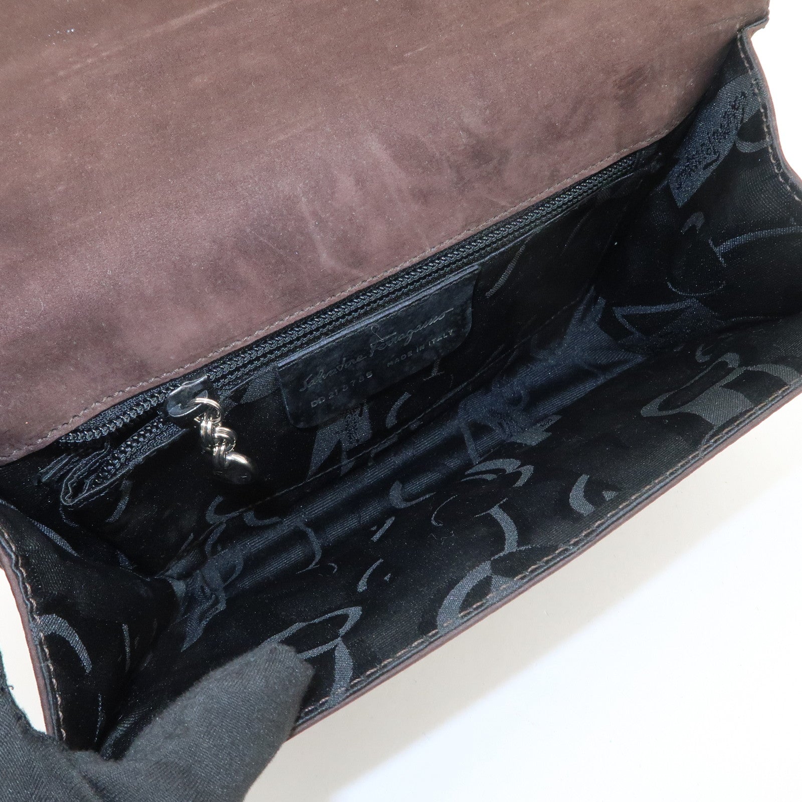 Ferragamo Leather Shoulder Bag Hand Bag Brown