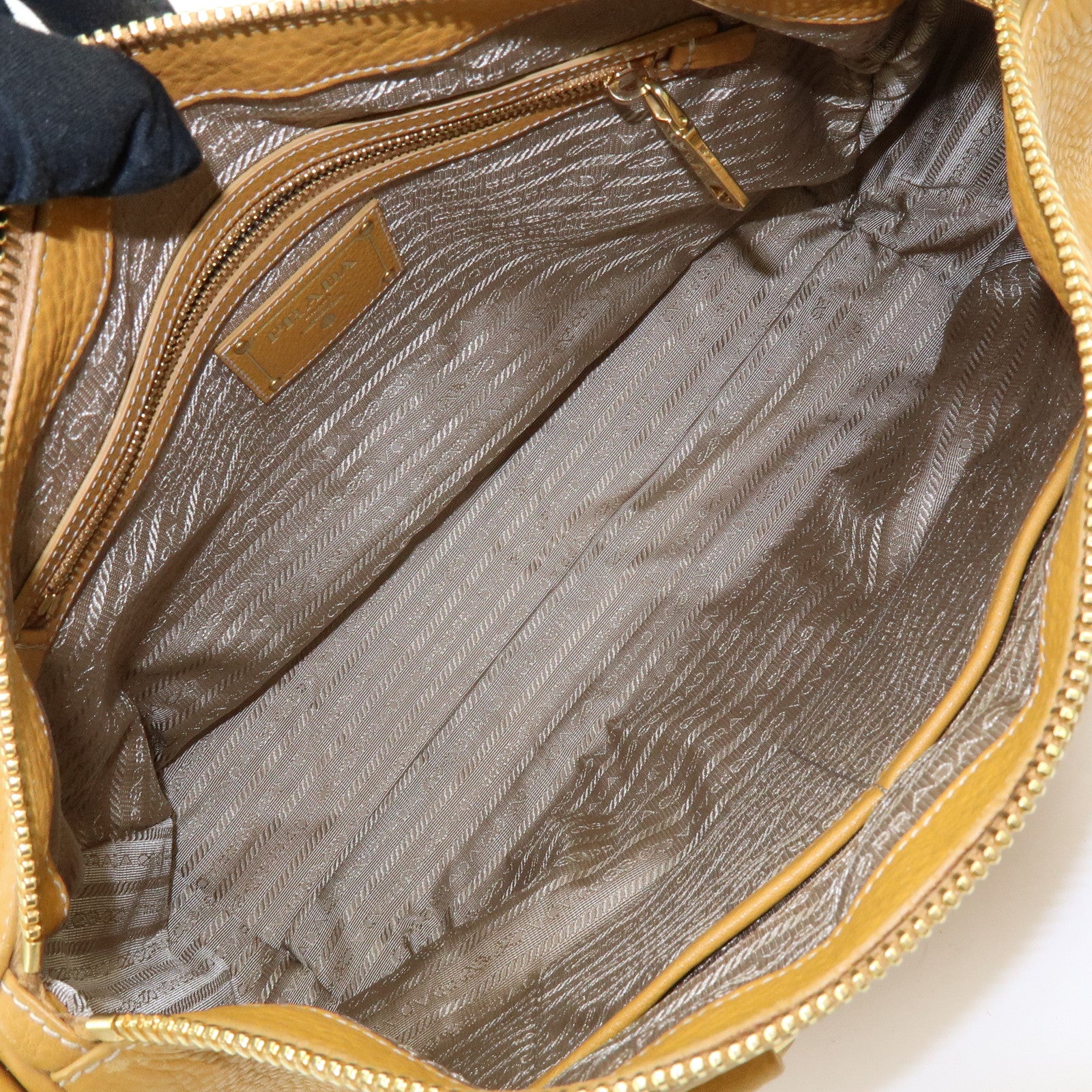 PRADA Triangle Logo Leather 2Way Bag Hand Bag Shoulder Bag BL0778