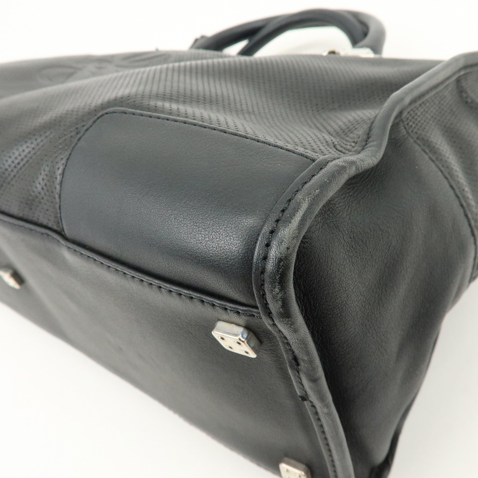 LOEWE Anagram Leather Amazona 36 Hand Bag Boston Bag Black