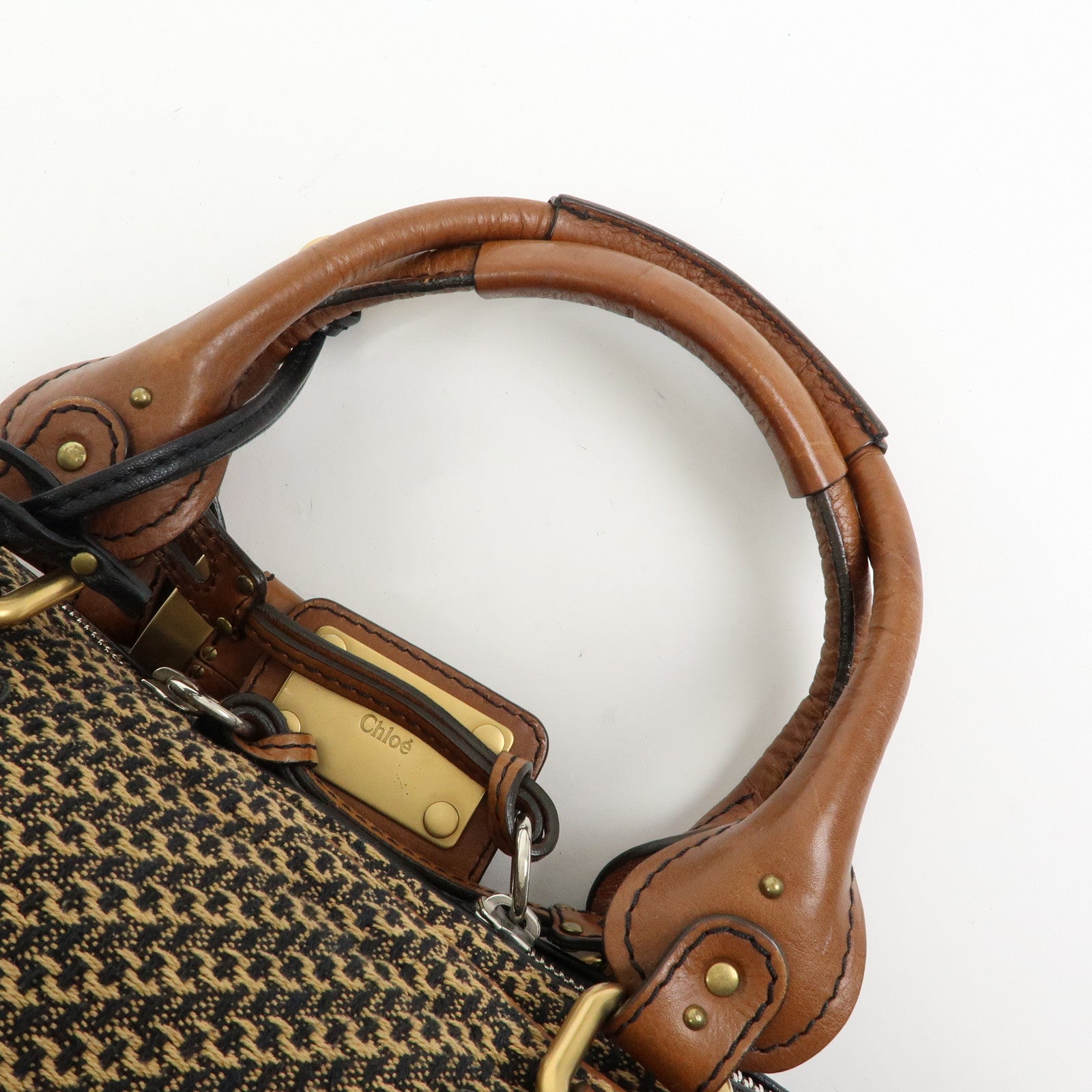 Chloe Paddington Medium Jacquard Leather Hand Bag Brown