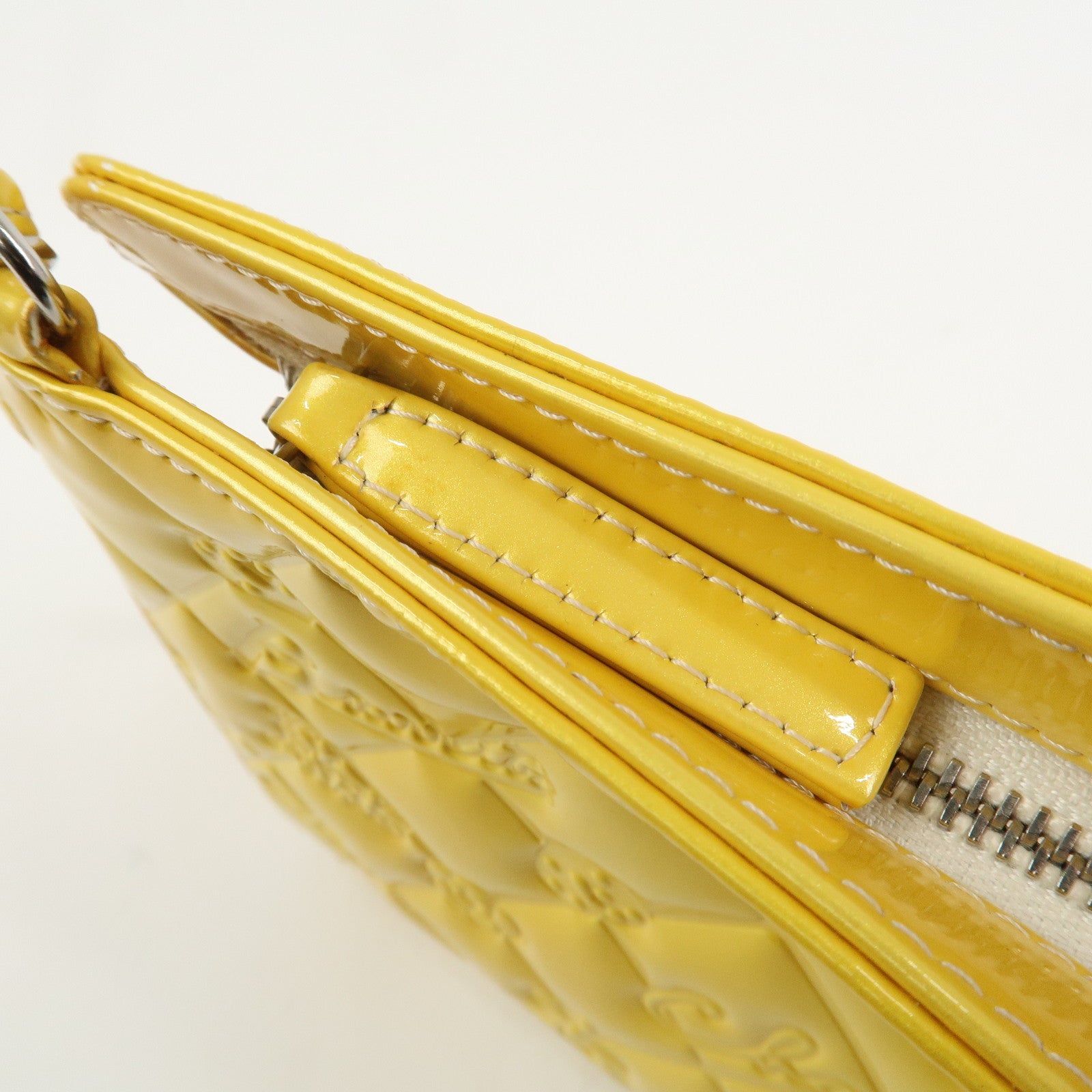 CHANEL Icon Line Patent Leather Chain Shoulder Bag Yellow A37156