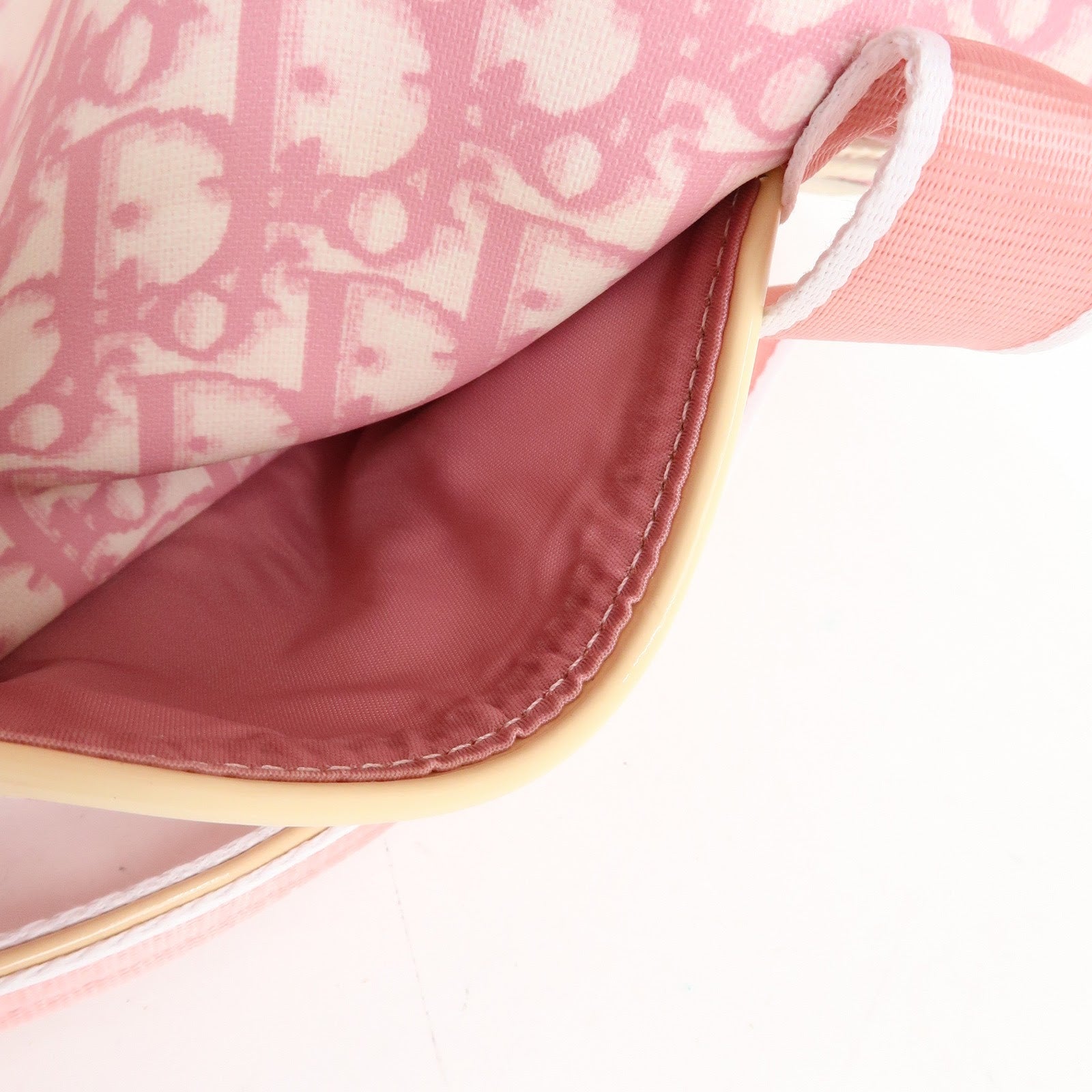 Christian Dior Trotter PVC Patent Leather Boston Bag Hand Bag Pink