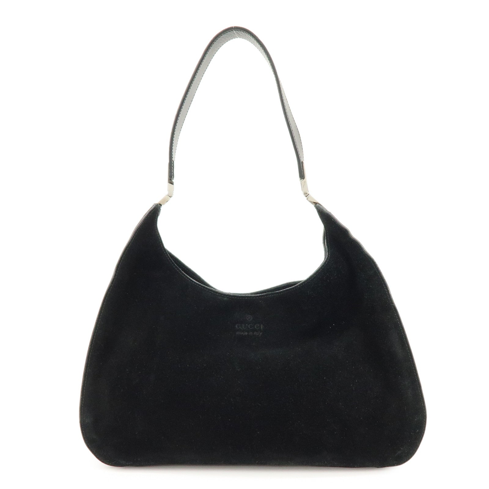 GUCCI Suede Leather Shoulder Bag Hand Bag Black 001・3767