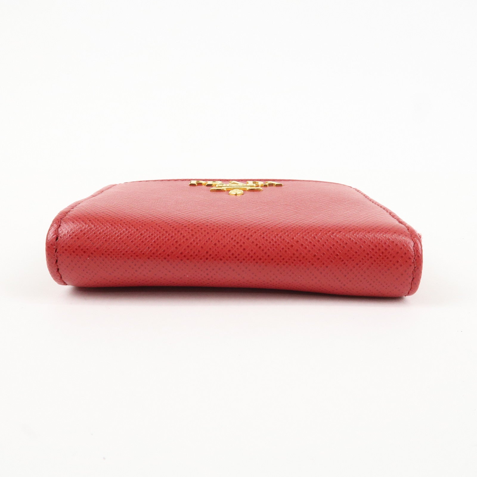 PRADA Leather Zippy Coin Case Red Gold Hardware 1ML025 Used
