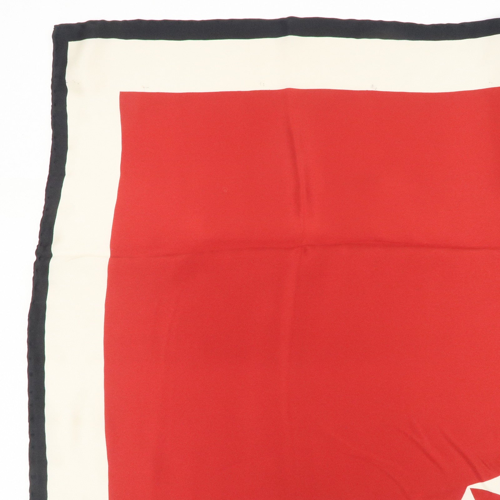 CHANEL Silk 100% 86×86 Scarf Shawl Ivory Red Black