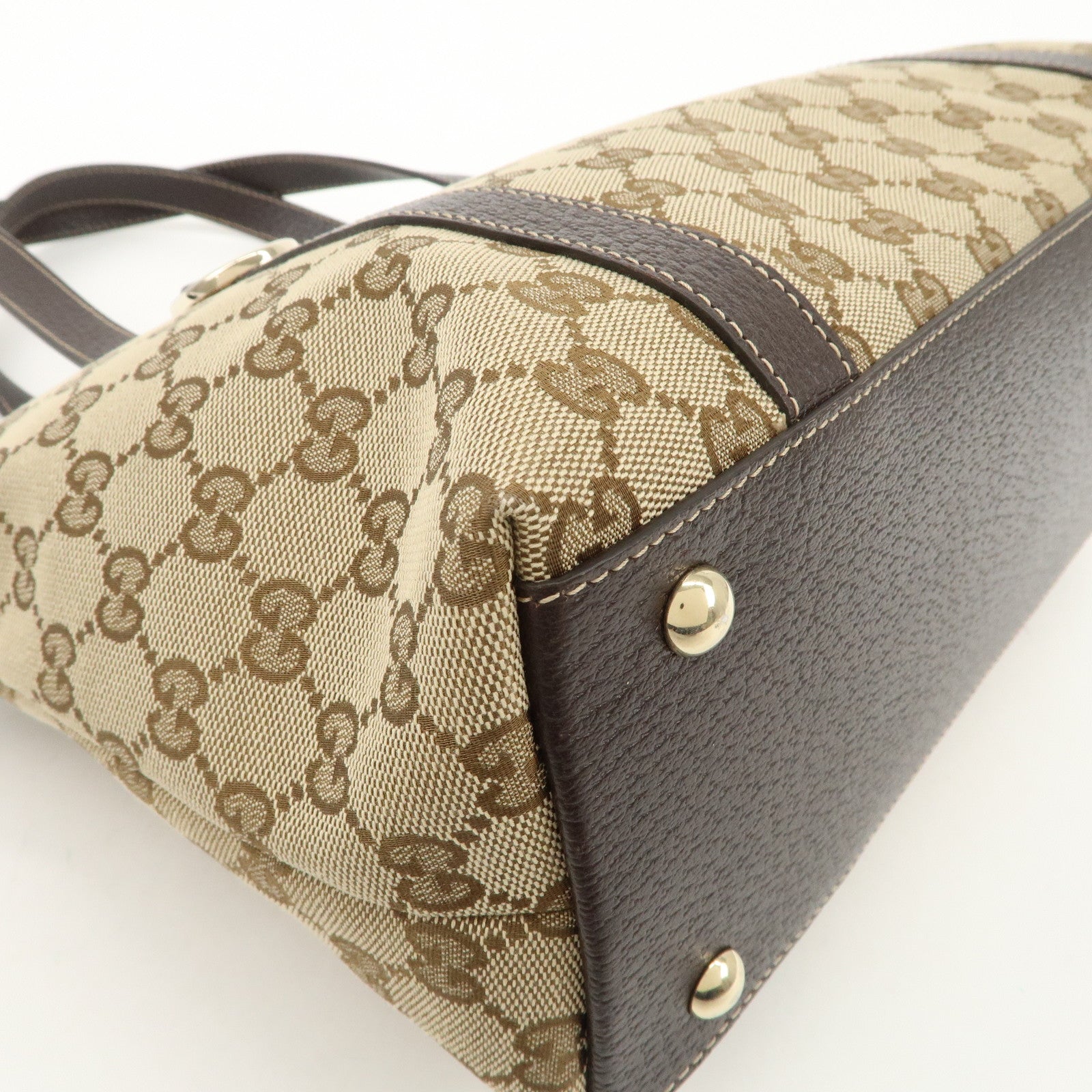 GUCCI Abbey GG Canvas Leather Shoulder Bag Beige Brown 141470 Used