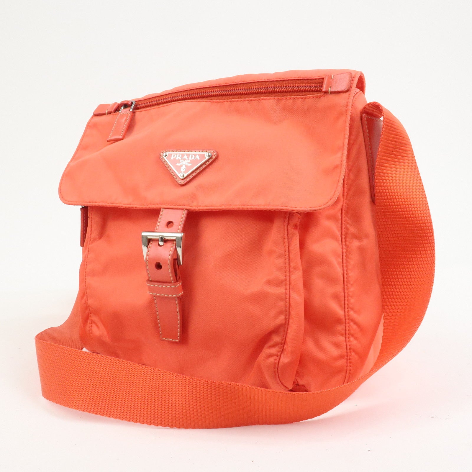 PRADA Triangle Logo Nylon Leather Shoulder Bag Crossbody Bag BT8994