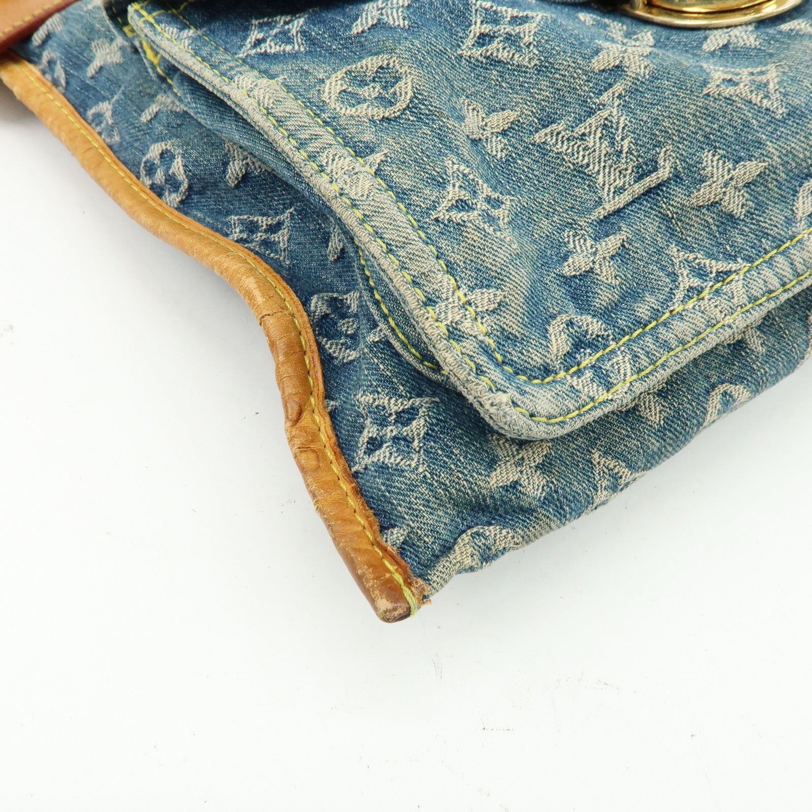 Louis Vuitton Monogram Denim Flat Shopper Tote Bag Blue M95018
