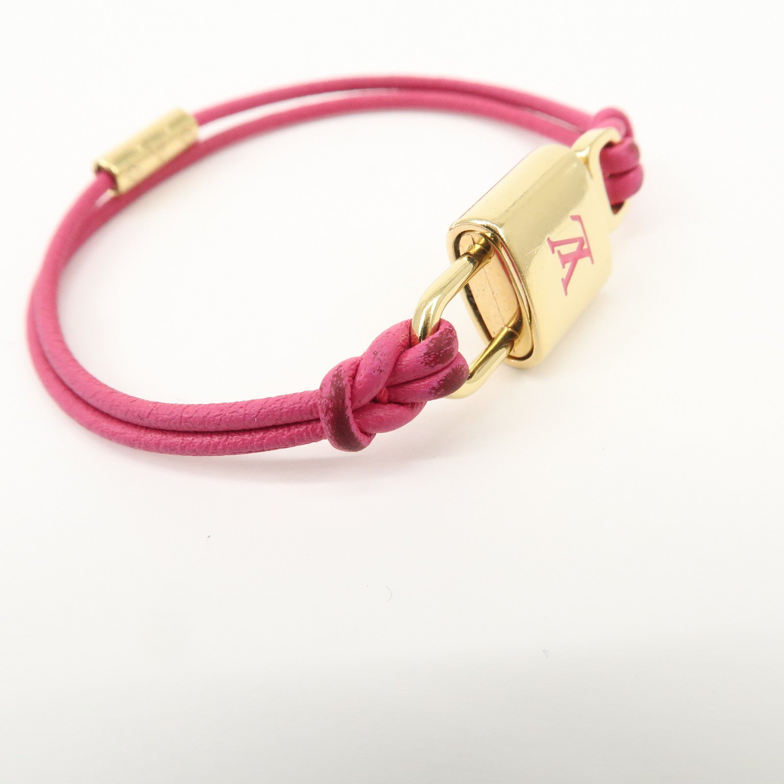 Louis Vuitton Monogram Padlock Bracelet Viole Fuchsia Gold HDW M8521F Used