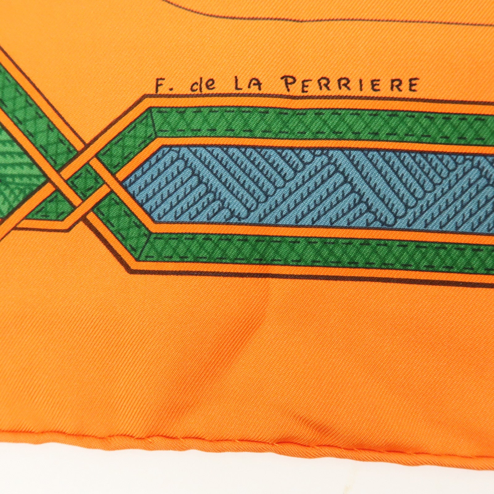 HERMES Carre 90 Silk 100% CUIRS DU DESERT Scarf Orange