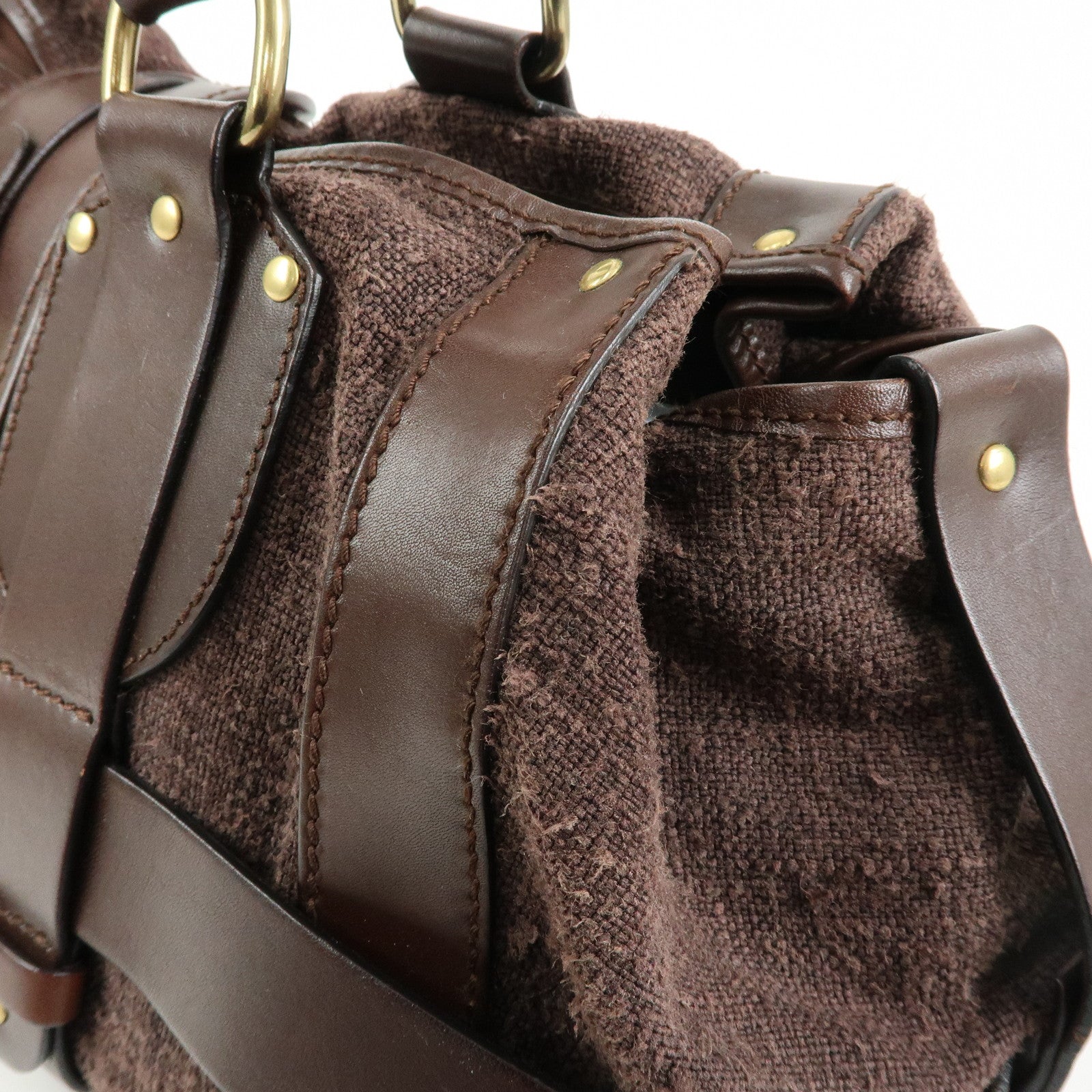 Chloe Kerala Canvas Leather Boston Bag Hand Bag Brown