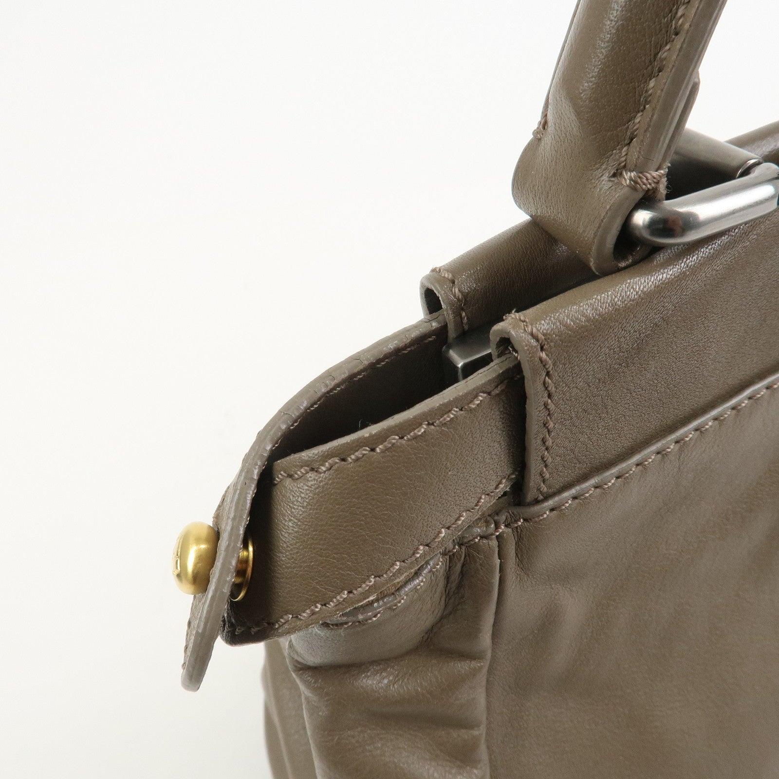 FENDI Leather Peekaboo 2Way Shoulder Bag Hand Bag Brown 8BN226