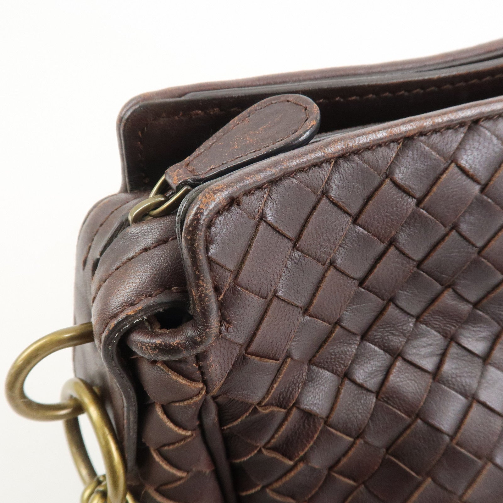 BOTTEGA VENETA Intrecciato Nappa Leather Shoulder Bag Brown