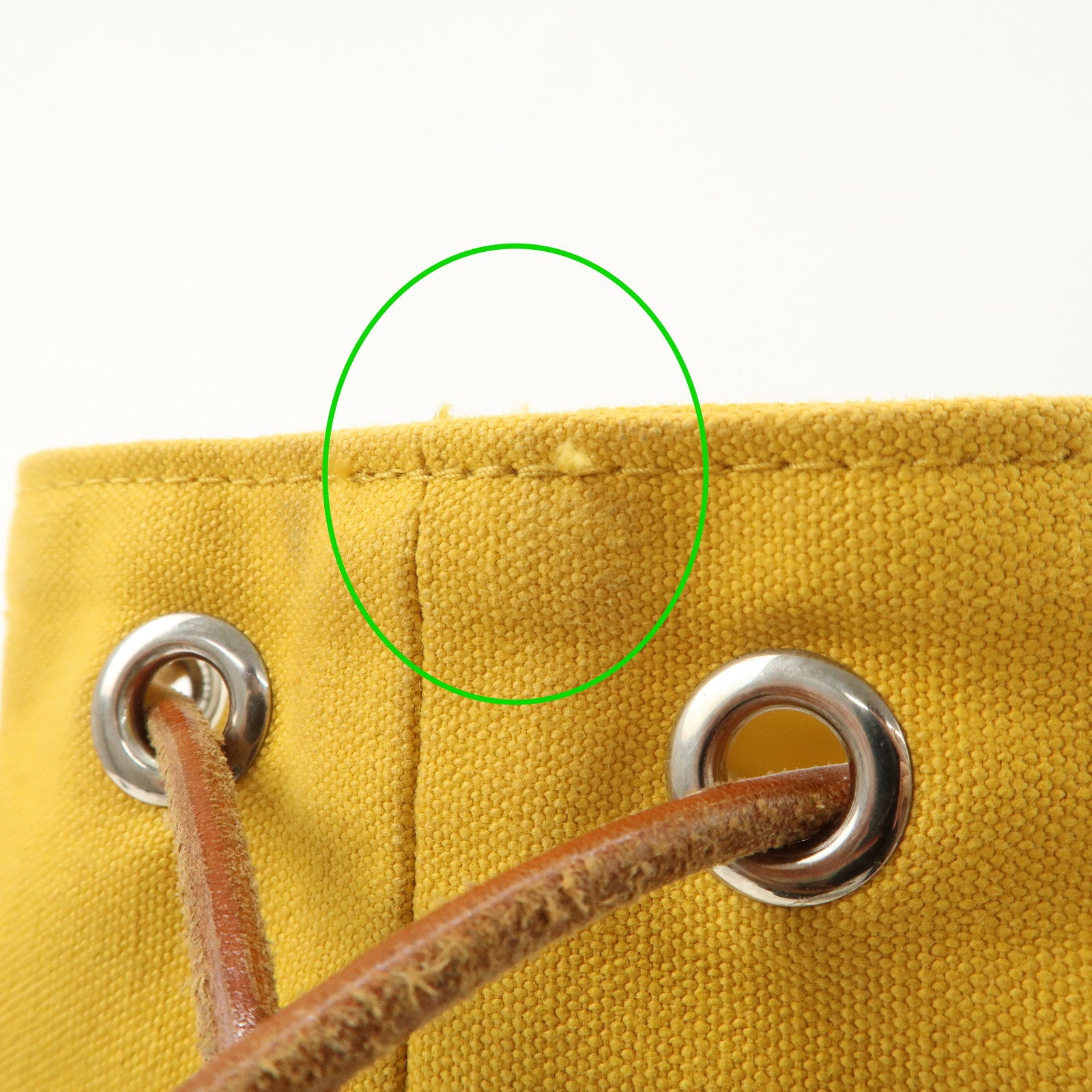 HERMES Porochon Mimil Canvas Leather PM Shoulder Bag Yellow Used