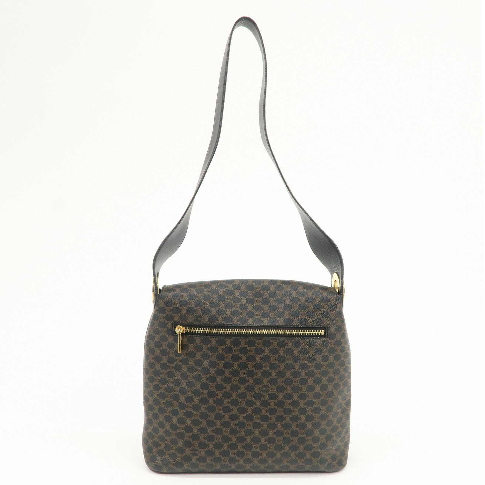 CELINE Macadam PVC Leather Shoulder Bag Hand Bag Black Brown