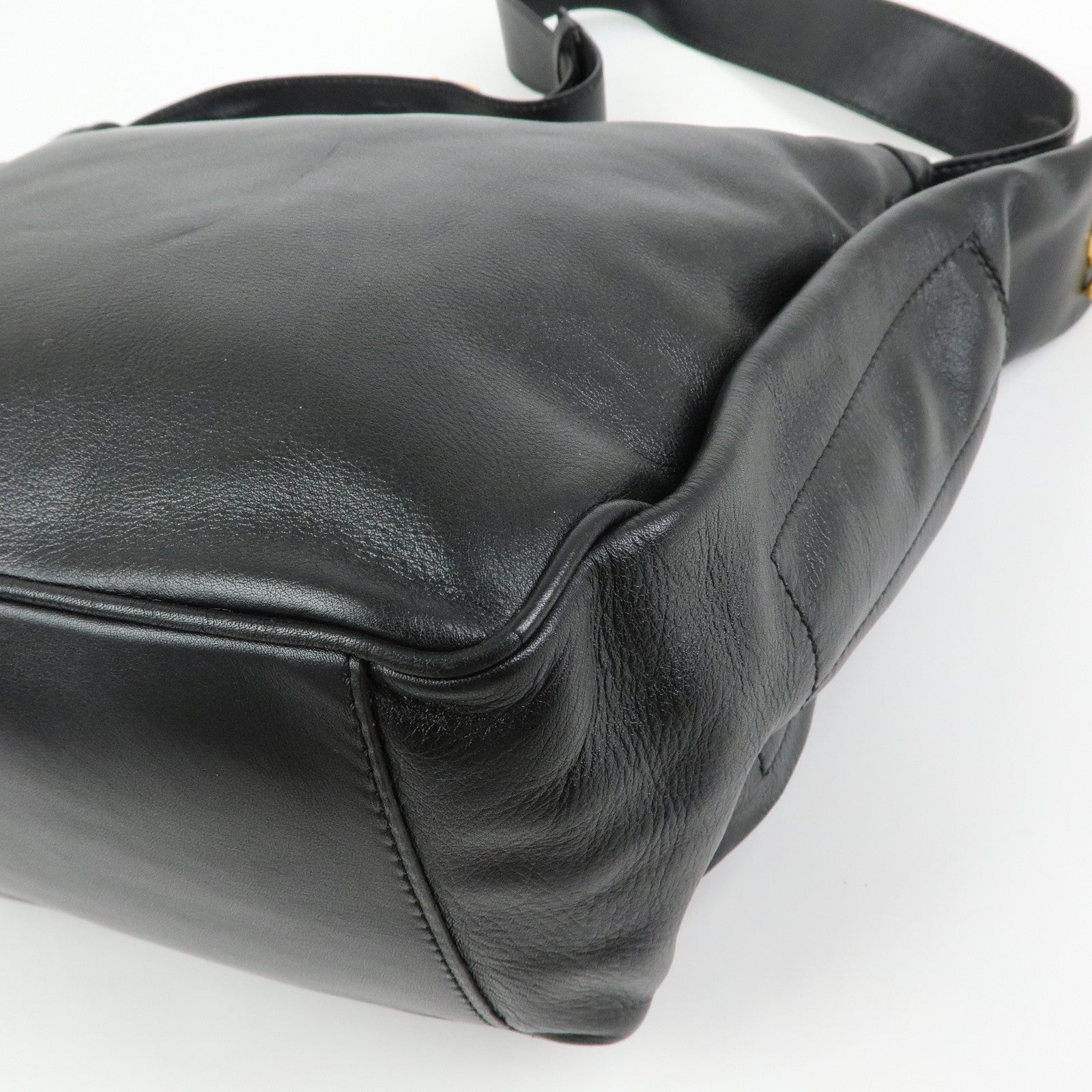 CELINE Leather Toggle Belt Shoulder Bag Crossbody Bag Black