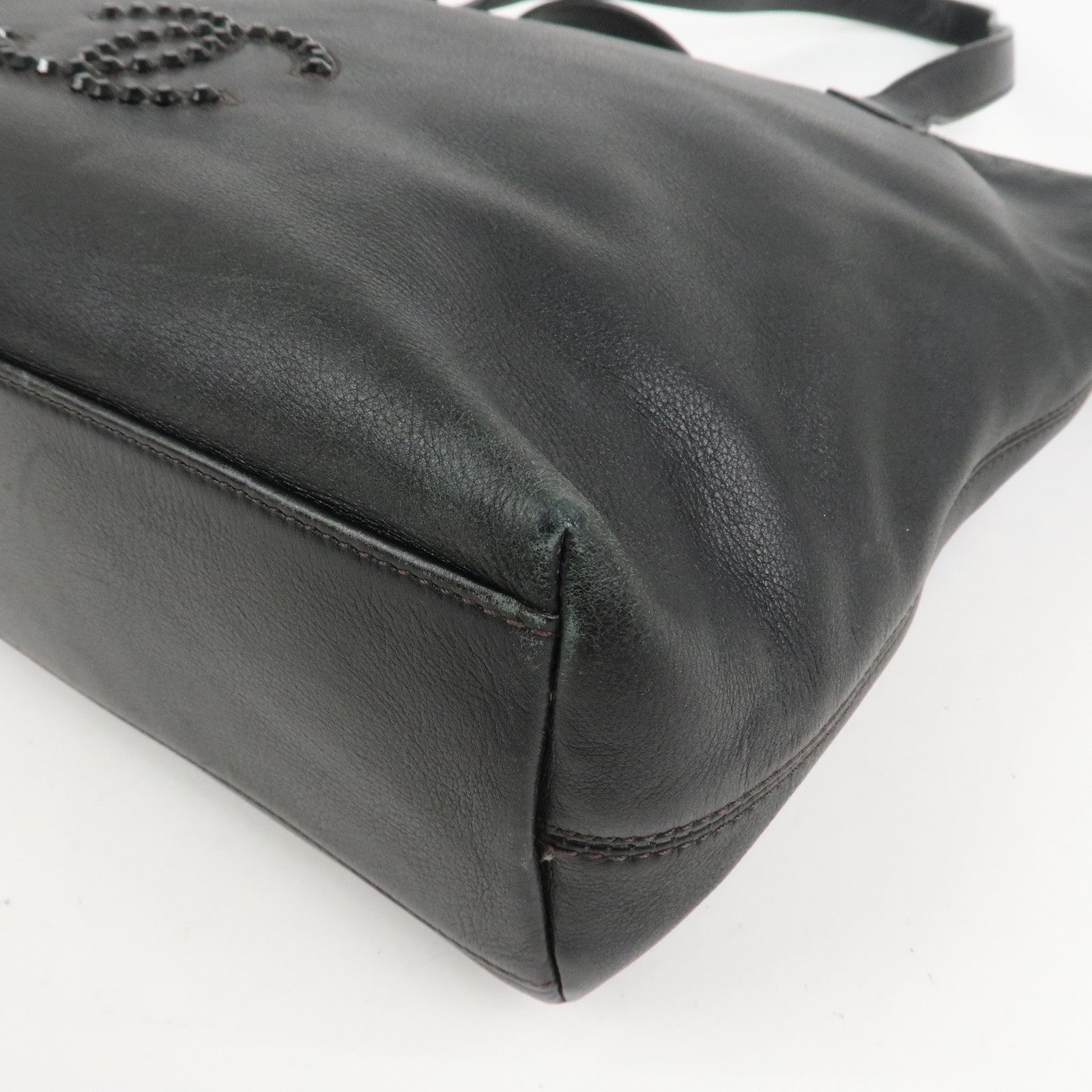 CHANEL COCO Mark Leather Tote Bag Shoulder Bag Black