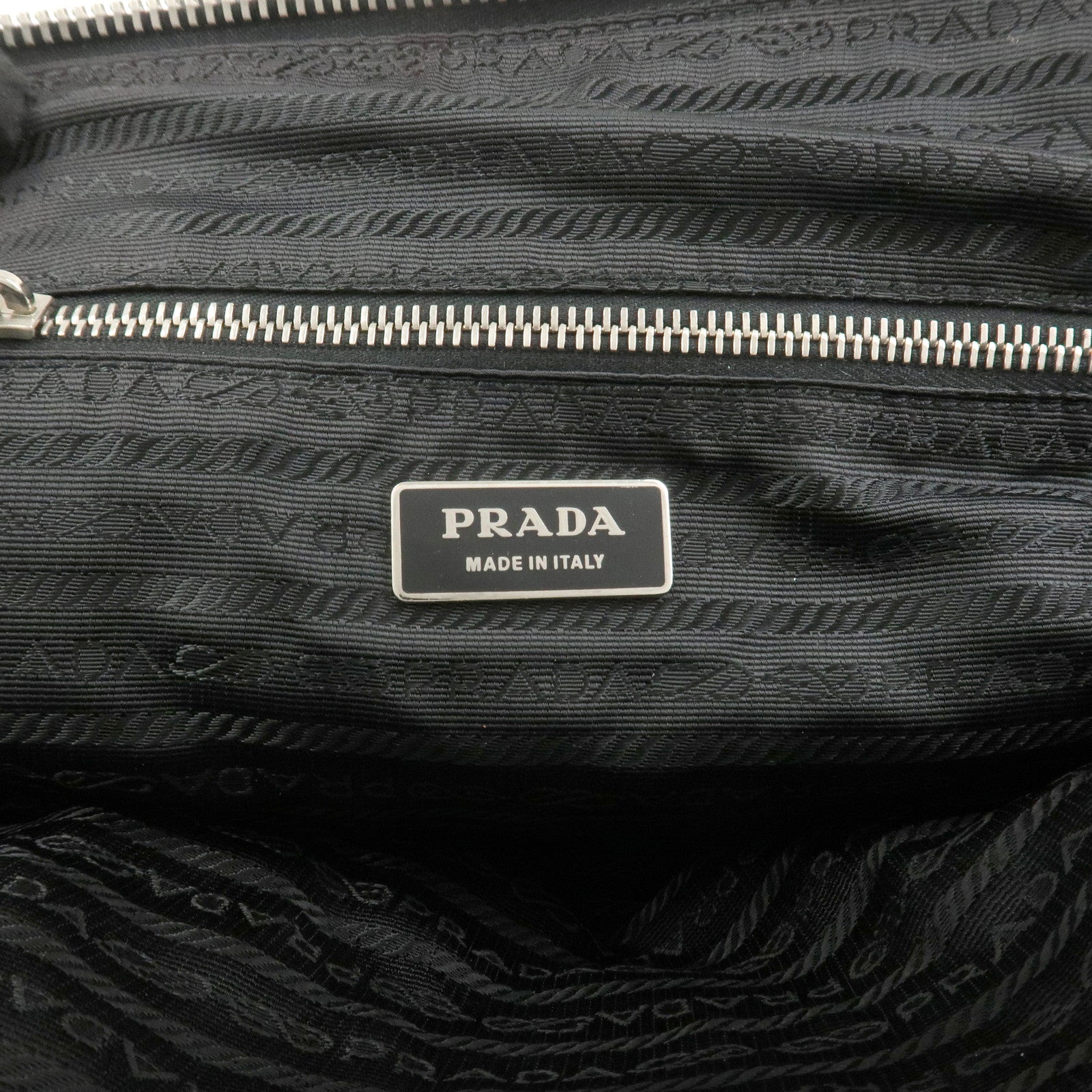 PRADA Triangle Logo Nylon Leather Shoulder Bag Hand Bag Black