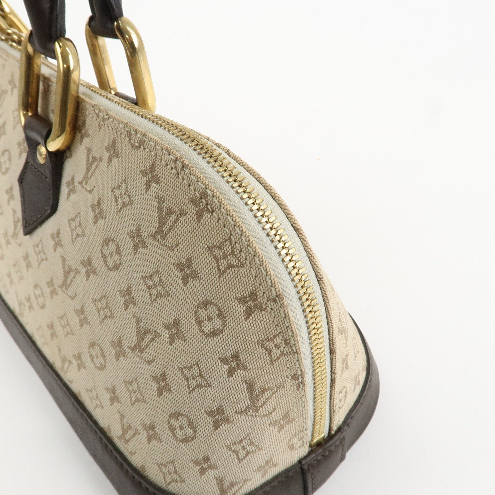 Louis Vuitton Monogram Mini Leather Canvas Hand Bag Khaki M92205 Used